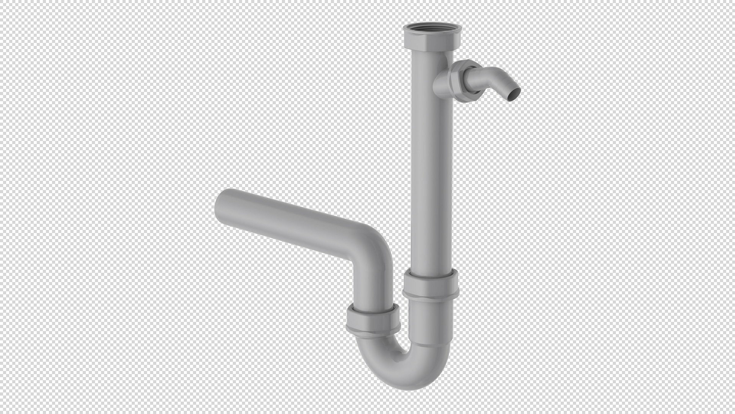 ECO-SAVE KS Spültisch-Röhrensiphon,Grau, 1 1/2''IG x 40 mm, mit 3/4'' Gerät