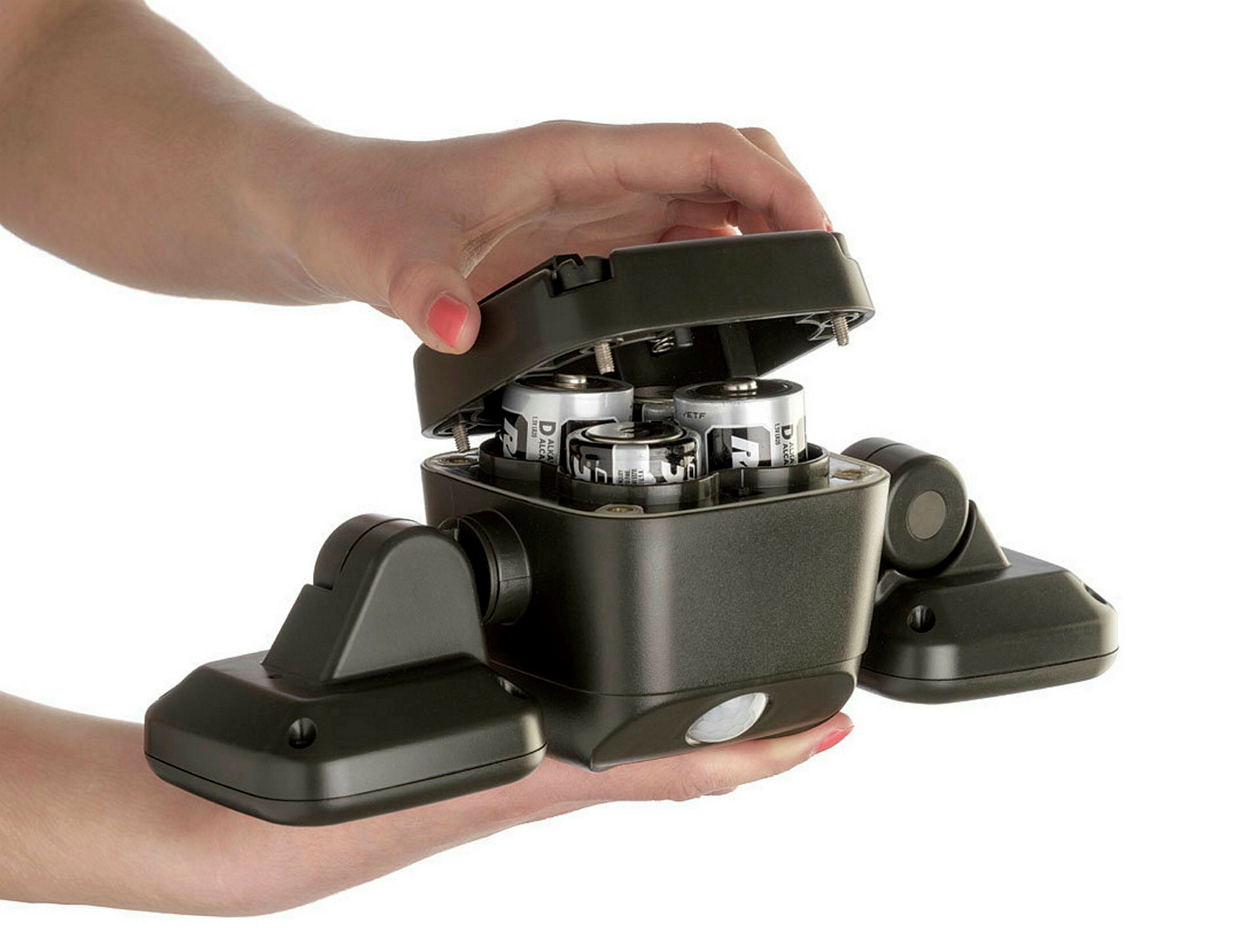 Der schwarz braune batteriebetriebene LED-Scheinwerfer MB3000 ist mit seine