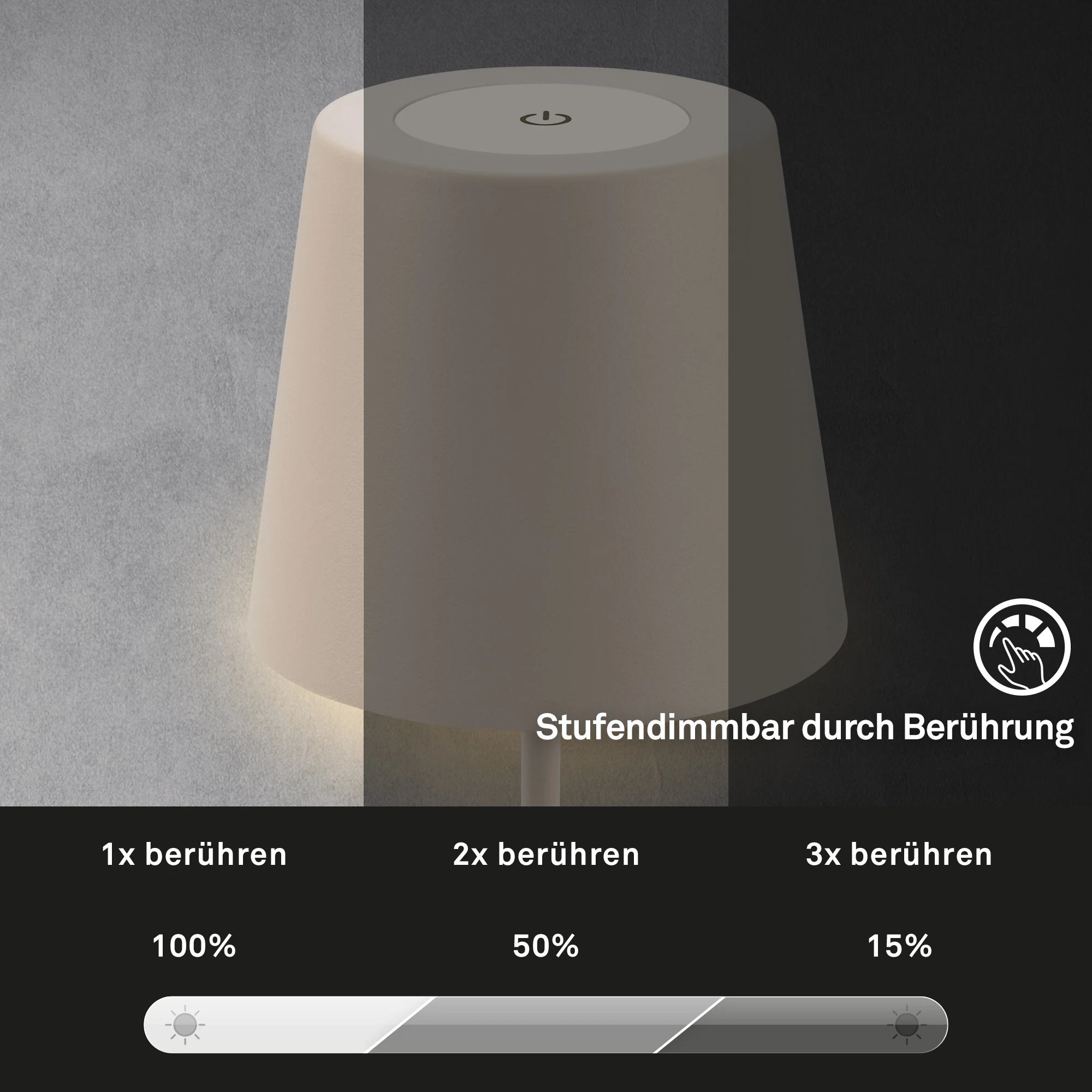 KIKI LED Akku Tischleuchte, IP44, 2,5W, Beige