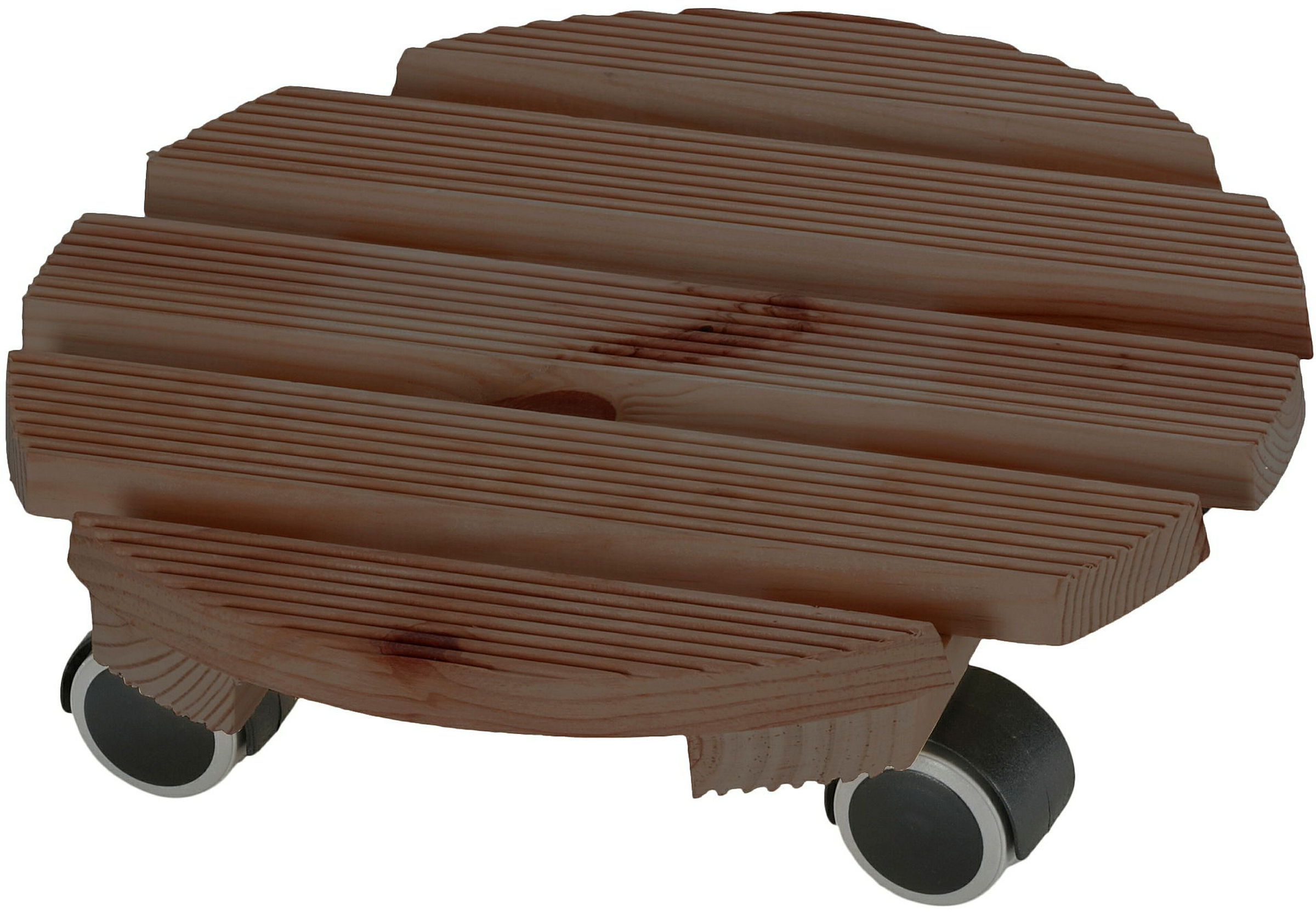 Pflanzenroller Lounge 30cm rund, dunkel, Kiefer/Fichte gebeizt