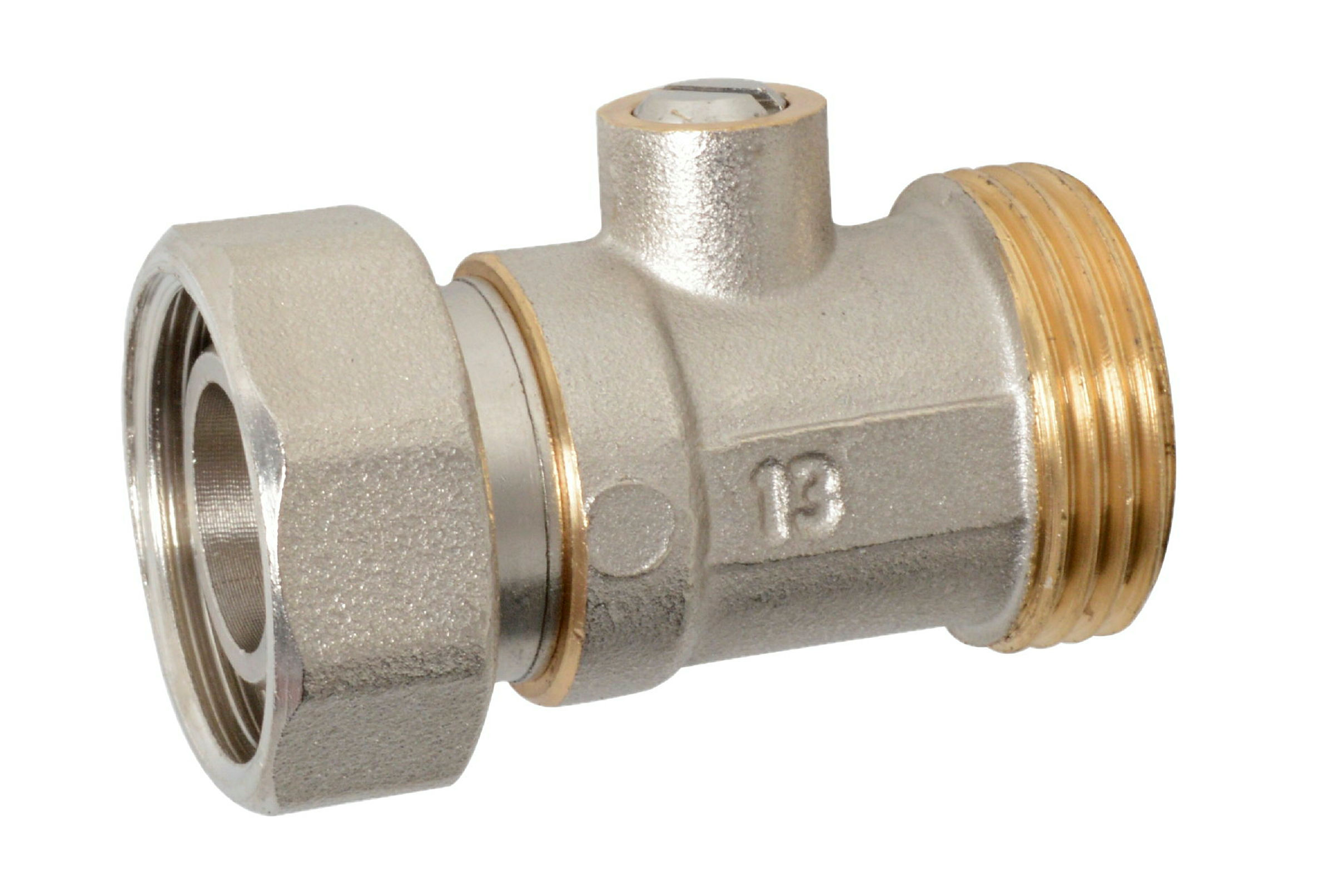 MS Kugelhahn, blank, 3/4'' Eurokonus x 3/4''IG, für Verteilerabgang