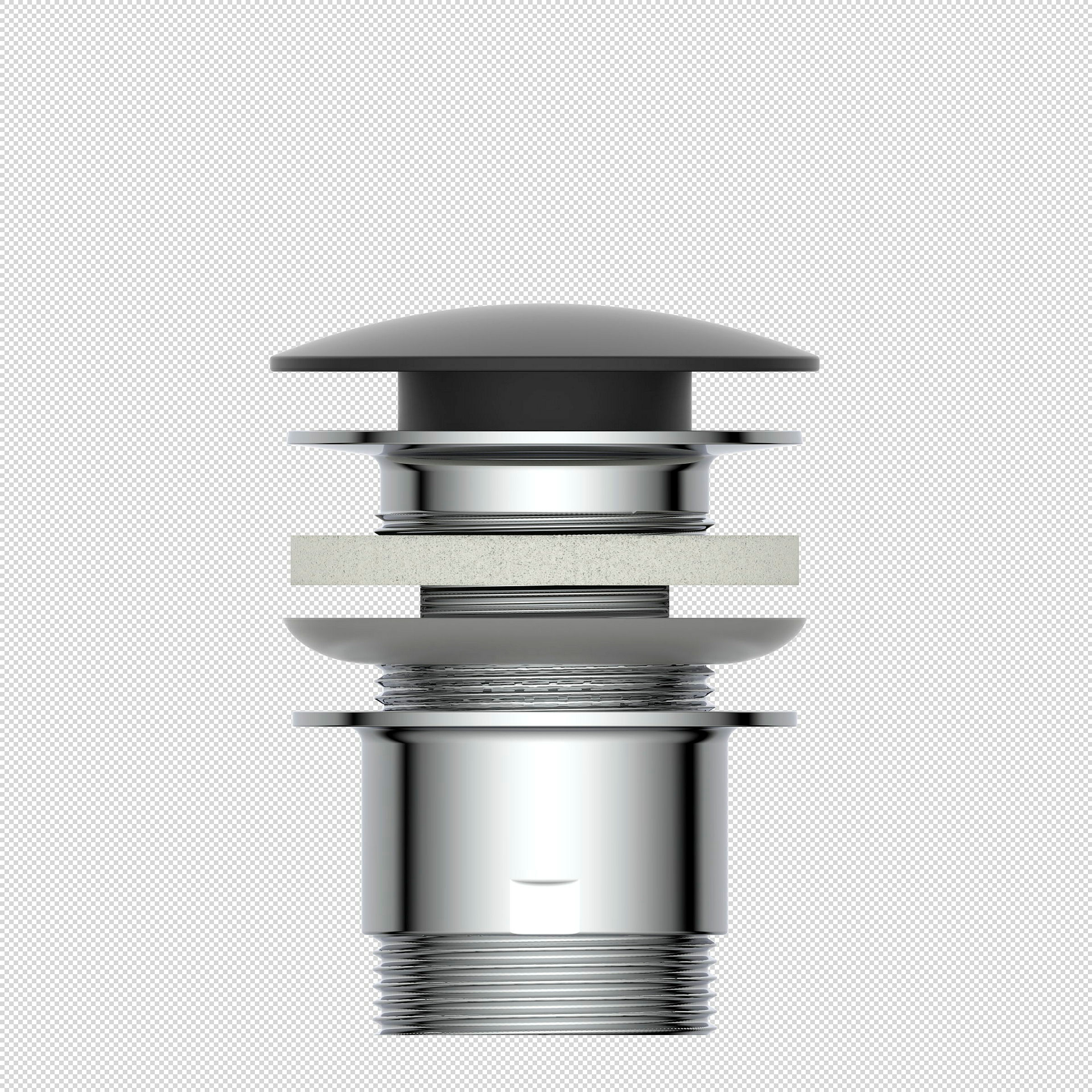 Design-Ablaufventil, Kappe Schwarz matt, 1 1/4'' x 65 mm, mit Überlauf
