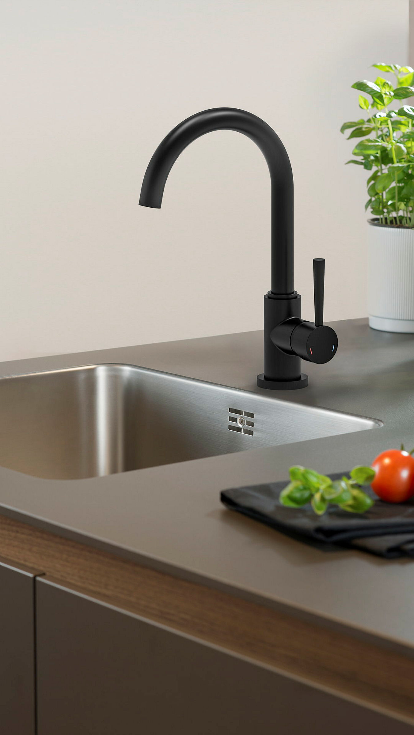CORNWALL Spültischarmatur Niederdruck, Schwarz matt