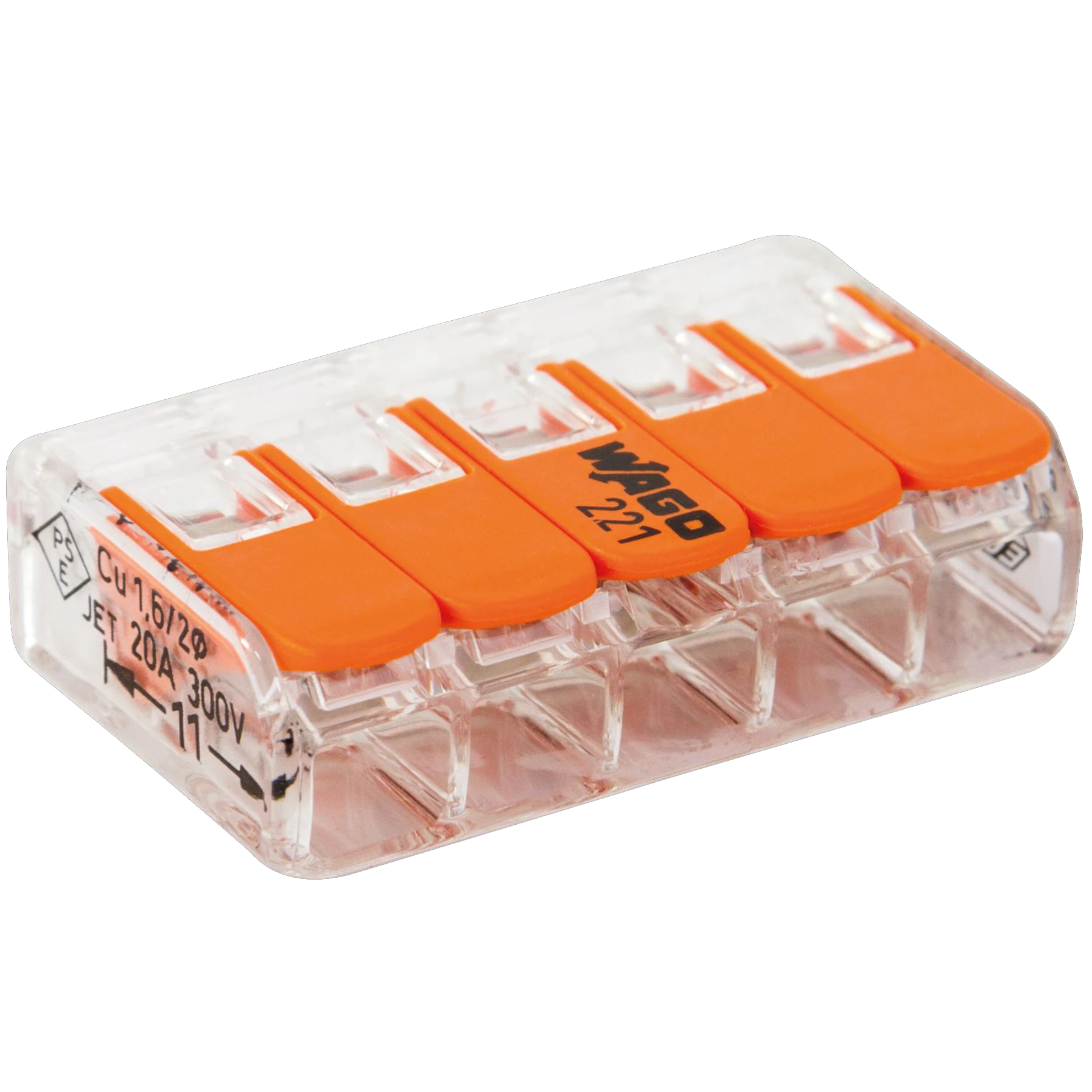 WAGO Verbindungsklemme, 5-fach, orange, 10 Stück