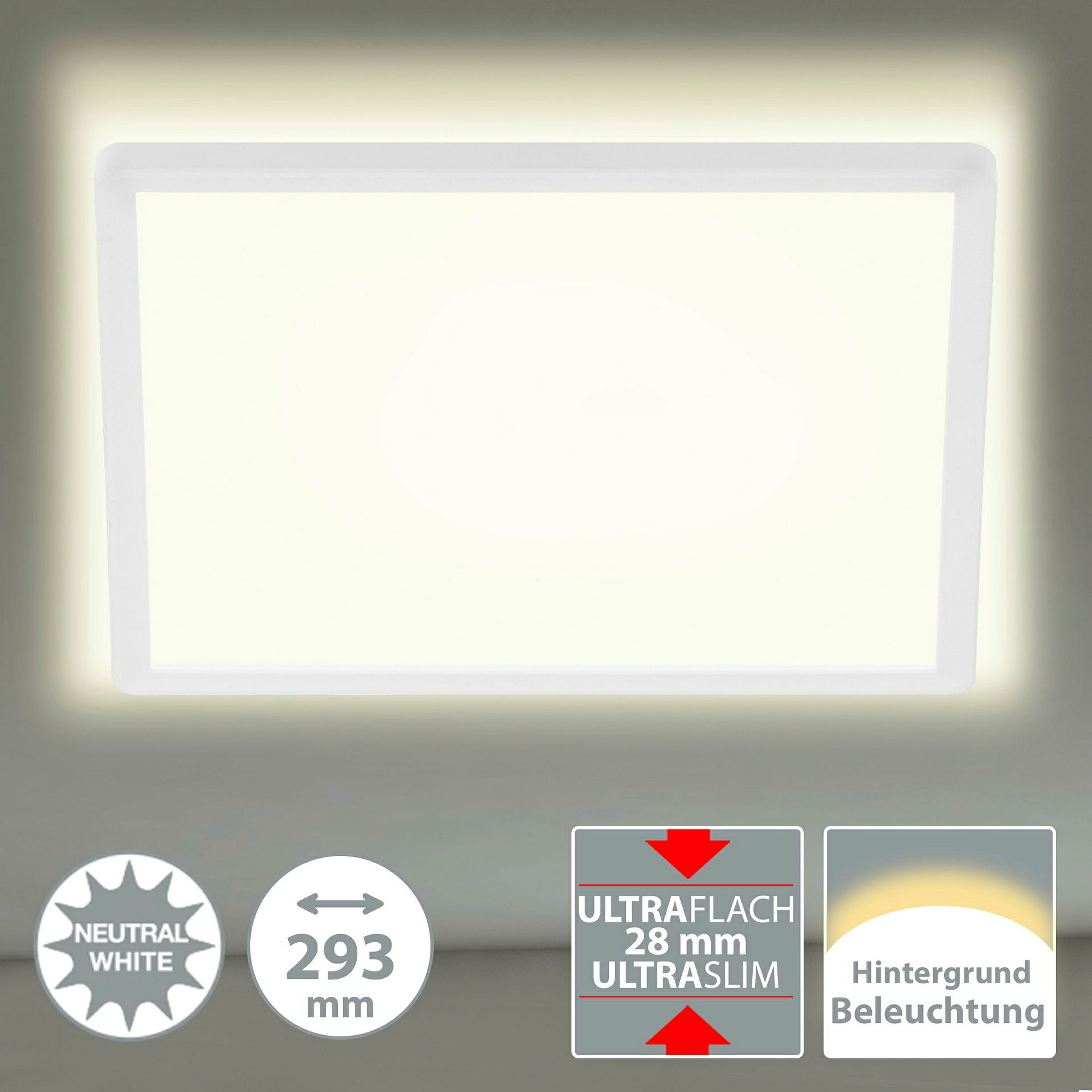 Ultraflaches LED Panel mit LED Backlight,weiß, 1xLED/18W