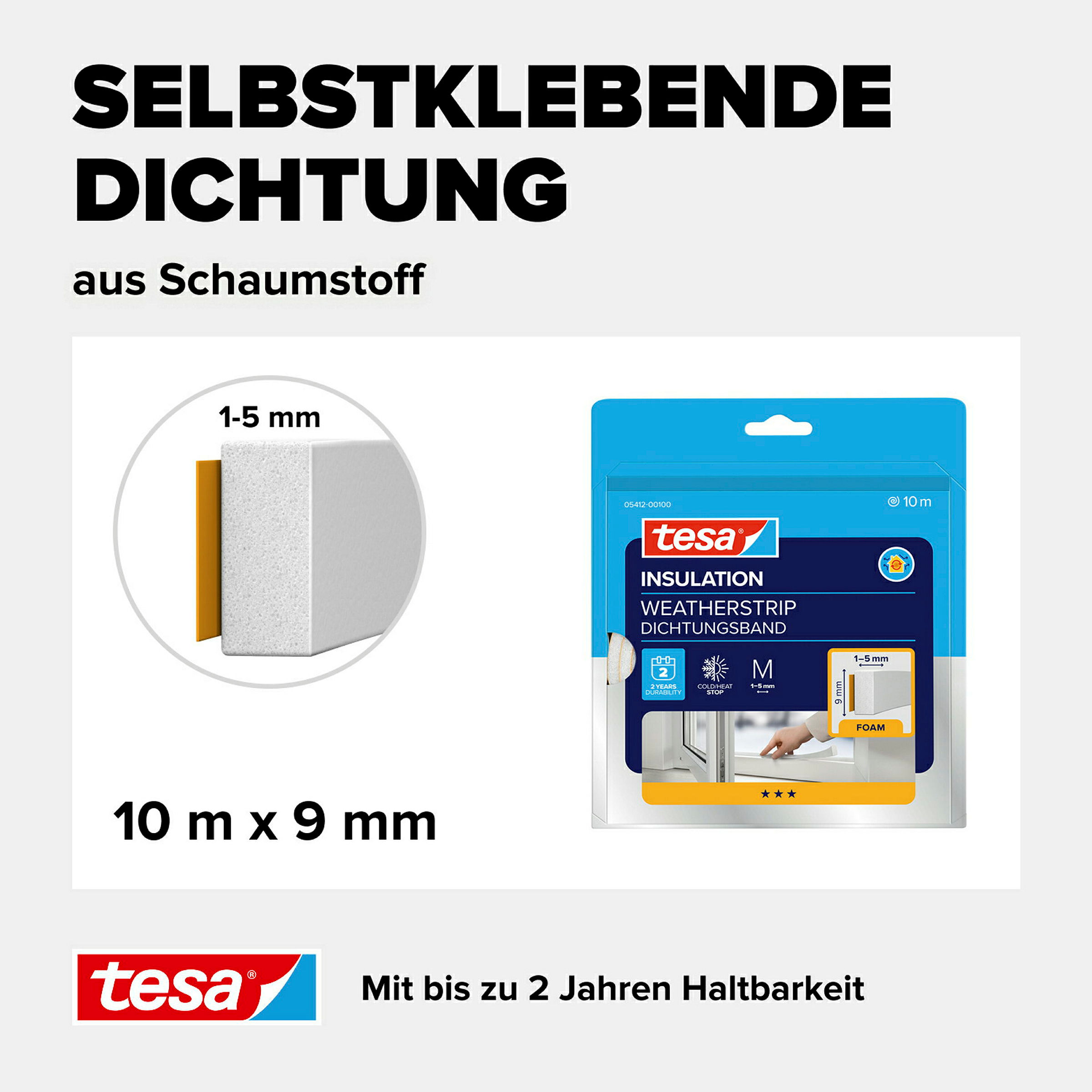 tesamoll® Universal Schaumstoff, weiß, für Spalten von 1-5mm