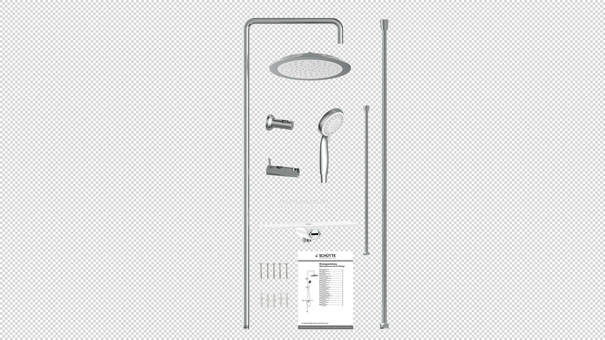 AQUASTAR Überkopfbrause-Set, Chrom/Weiß, mit Ablage