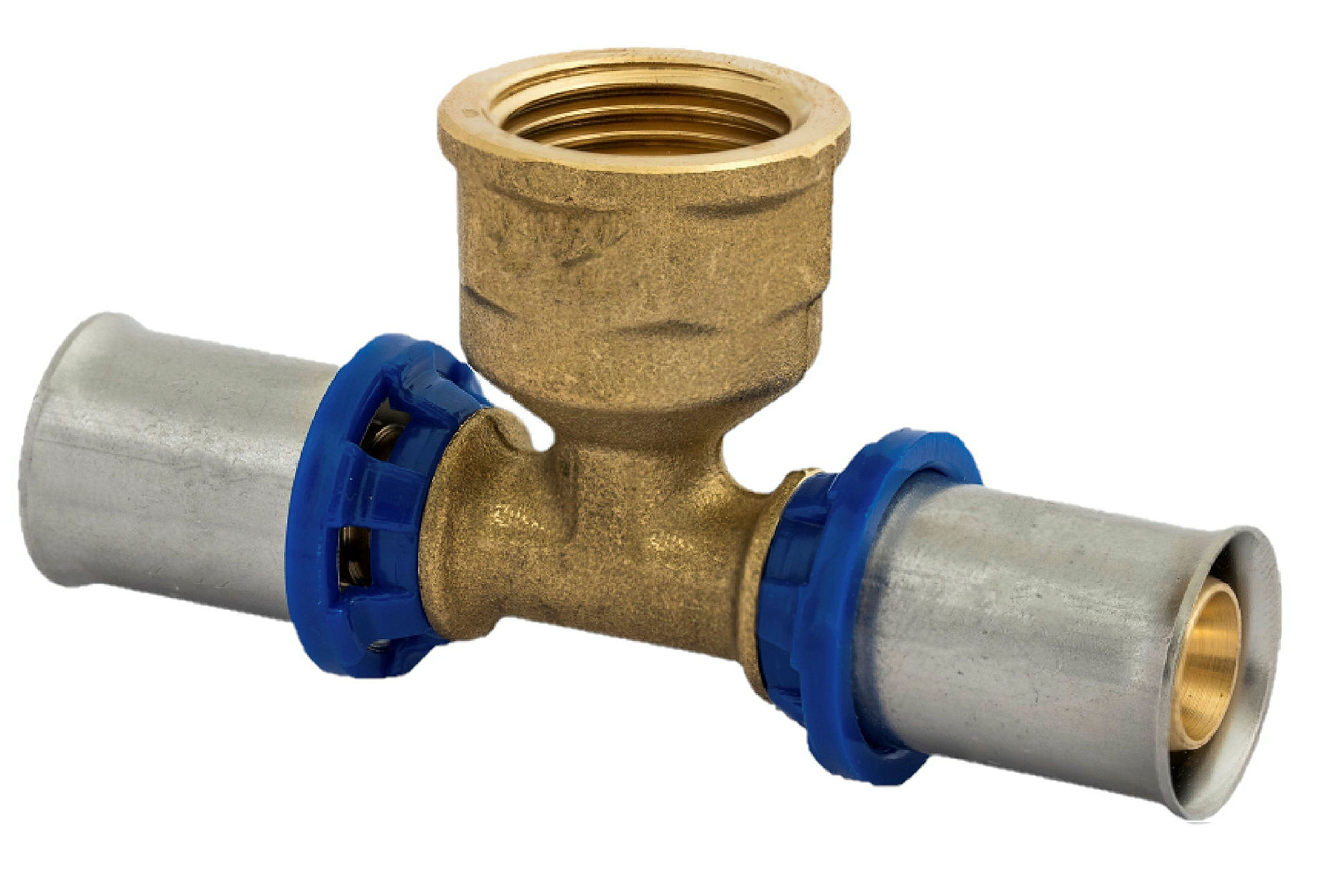 MS T-Stück, blank, 16 mm x 1/2''IG x 16 mm, Pressfitting für MSVR