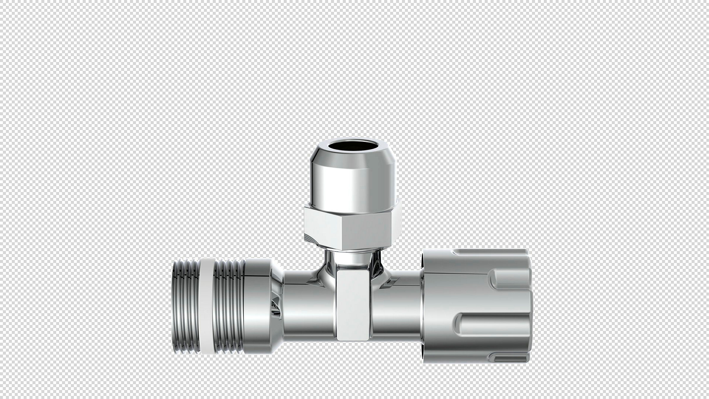 Eckventil, Chrom, 1/2''AG x 3/8''AG x 10 mmQ, selbstdichtend, mit Schubrose