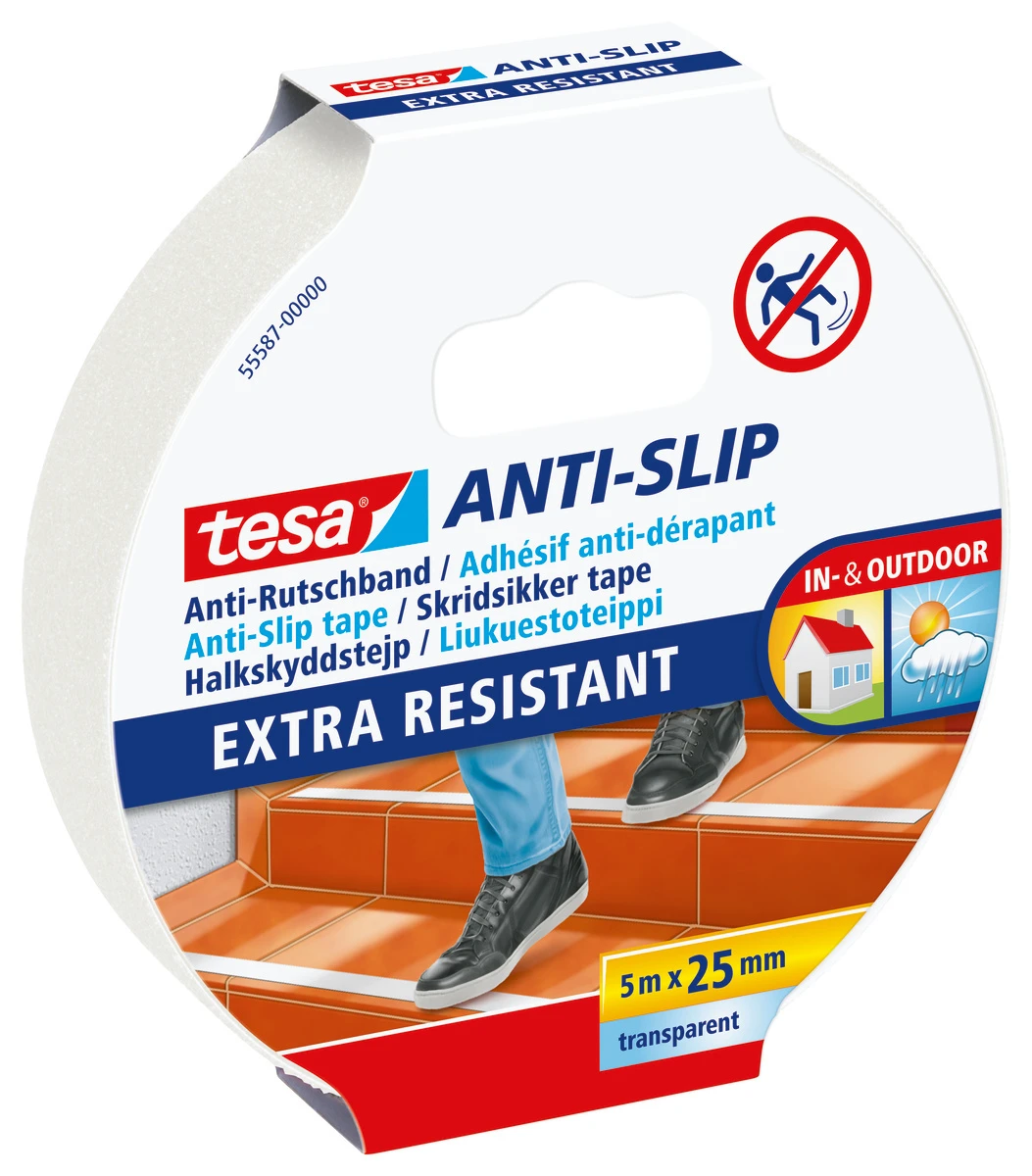 tesa® Anti Rutschband transparent, 5 m : 25 mm