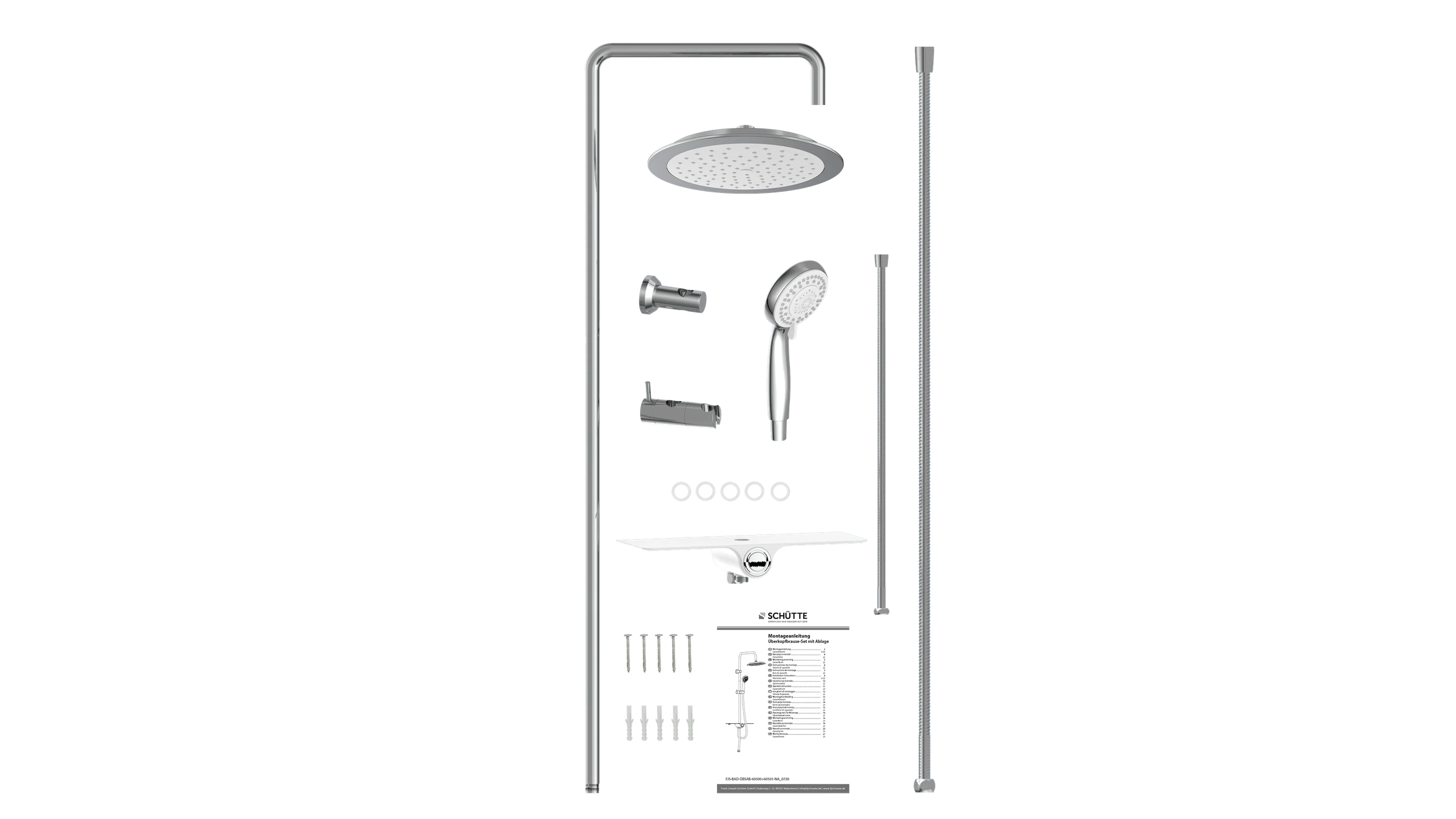 AQUASTAR Überkopfbrause-Set, Chrom/Weiß, mit Ablage