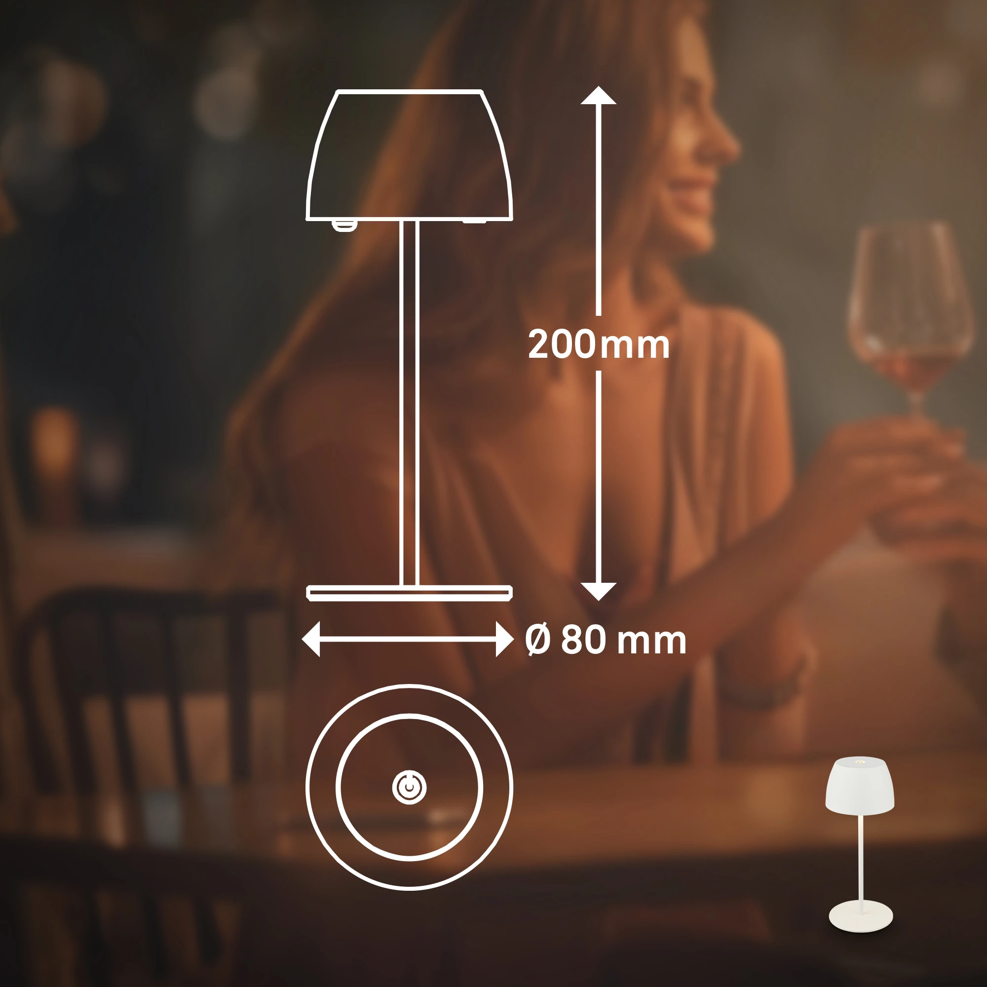SERINA MINI Akku LED Tischleuchte - Mini; Touch, Weiß
