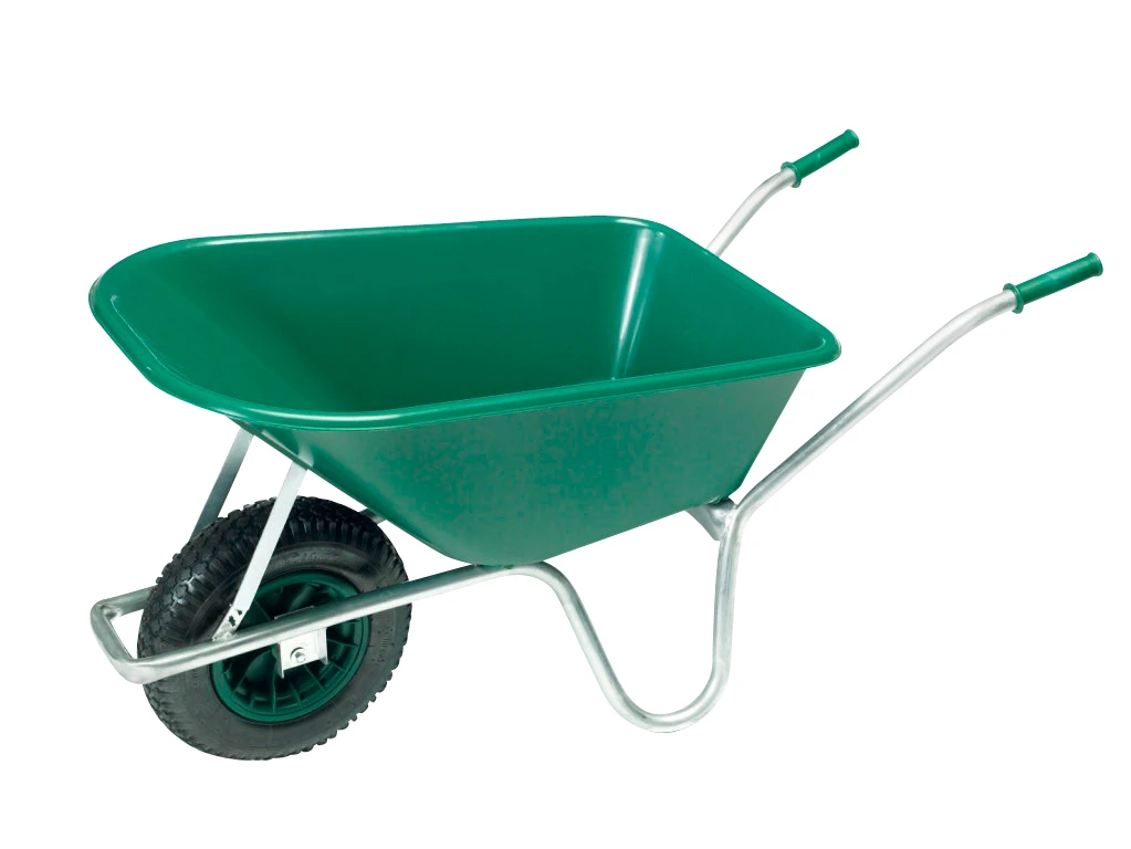 Gartenschubkarre, 100 L, mit PP-Mulde, Muldenstützbügel und Kippbügel-