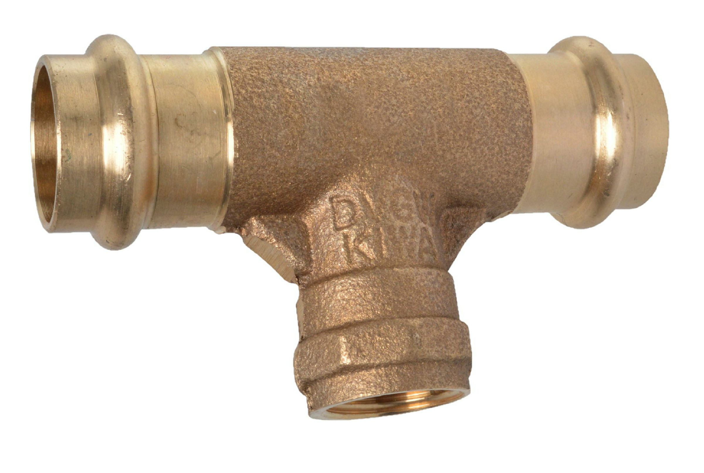 RG T-Stück, blank, 28 mm x 1/2''IG x 28 mm, 2 Muffen, (P4130g)