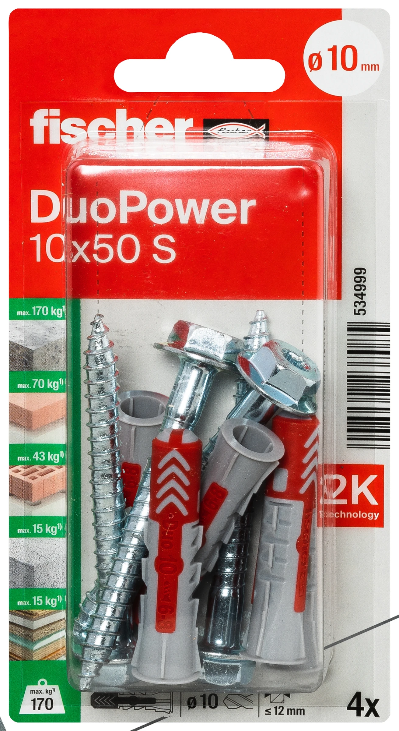 fischer DUOPOWER 10 x 50 S mit Schraube