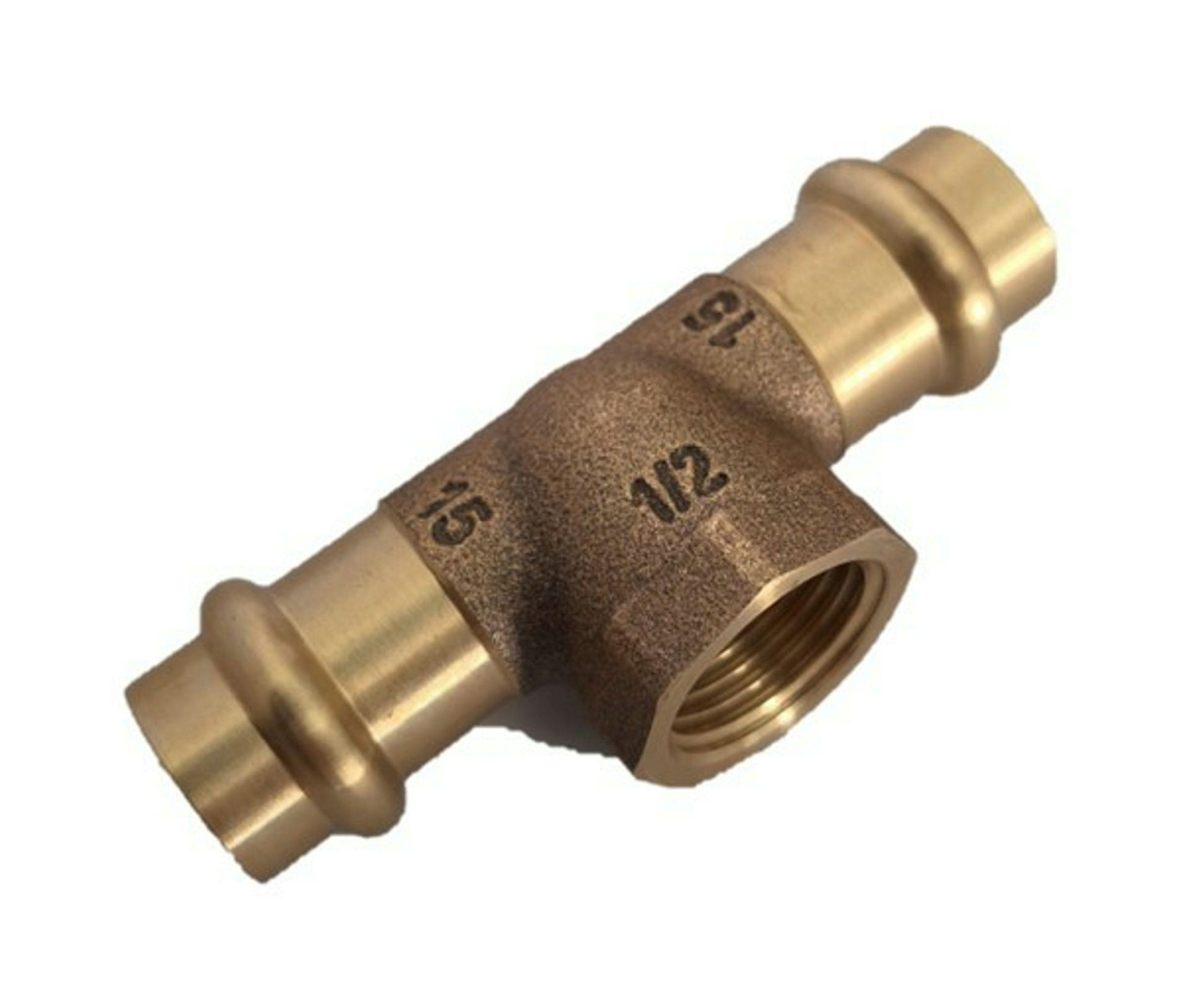 RG T-Stück, blank, 15 mm x 1/2''IG x 15 mm, 2 Muffen, (P4130g)