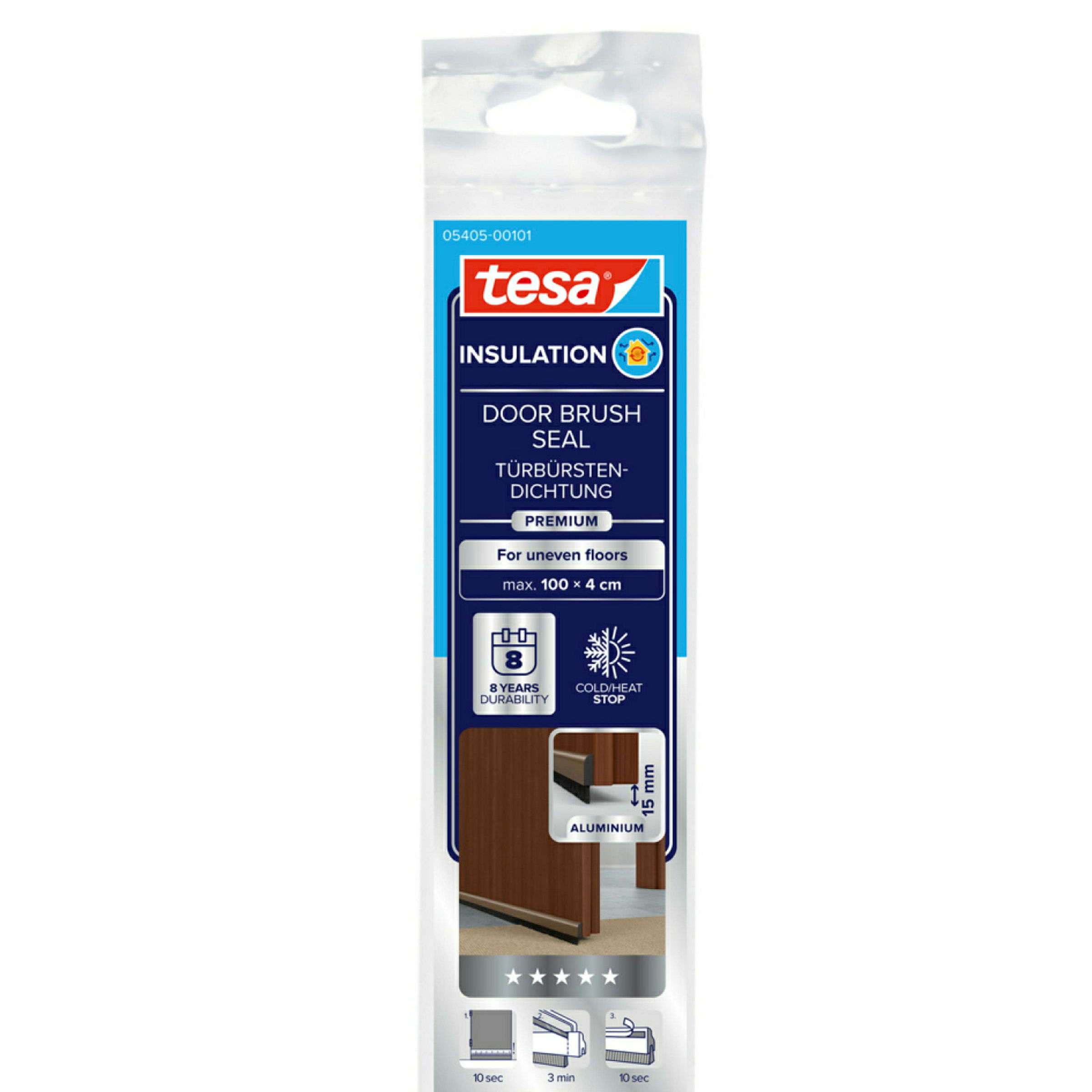 tesamoll® Comfort Türdichtschiene für unebene Böden braun