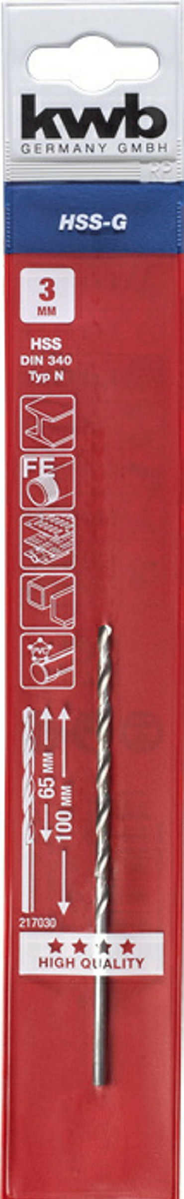 HSS Spiralbohrer, lange Ausführung, ø 3.0 mm