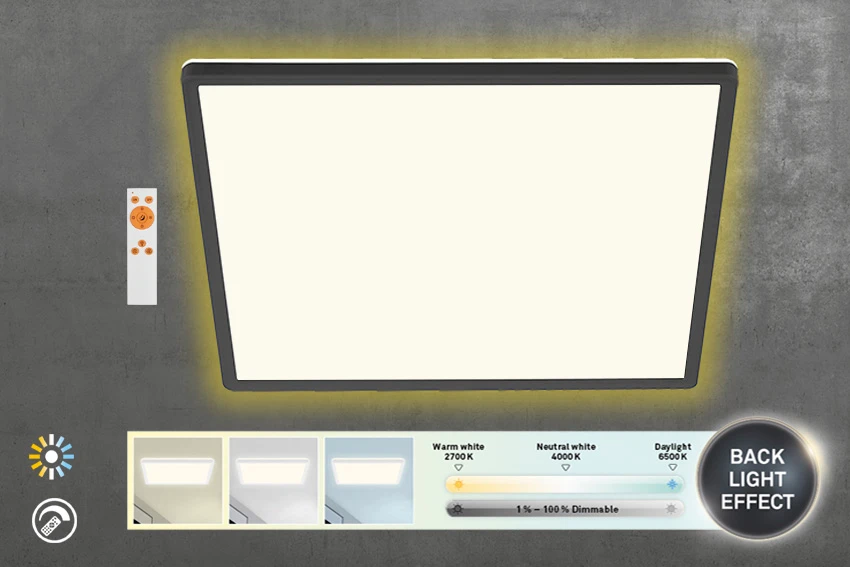 Ultraflaches CCT LED Panel,schwarz, 1xLED/22W