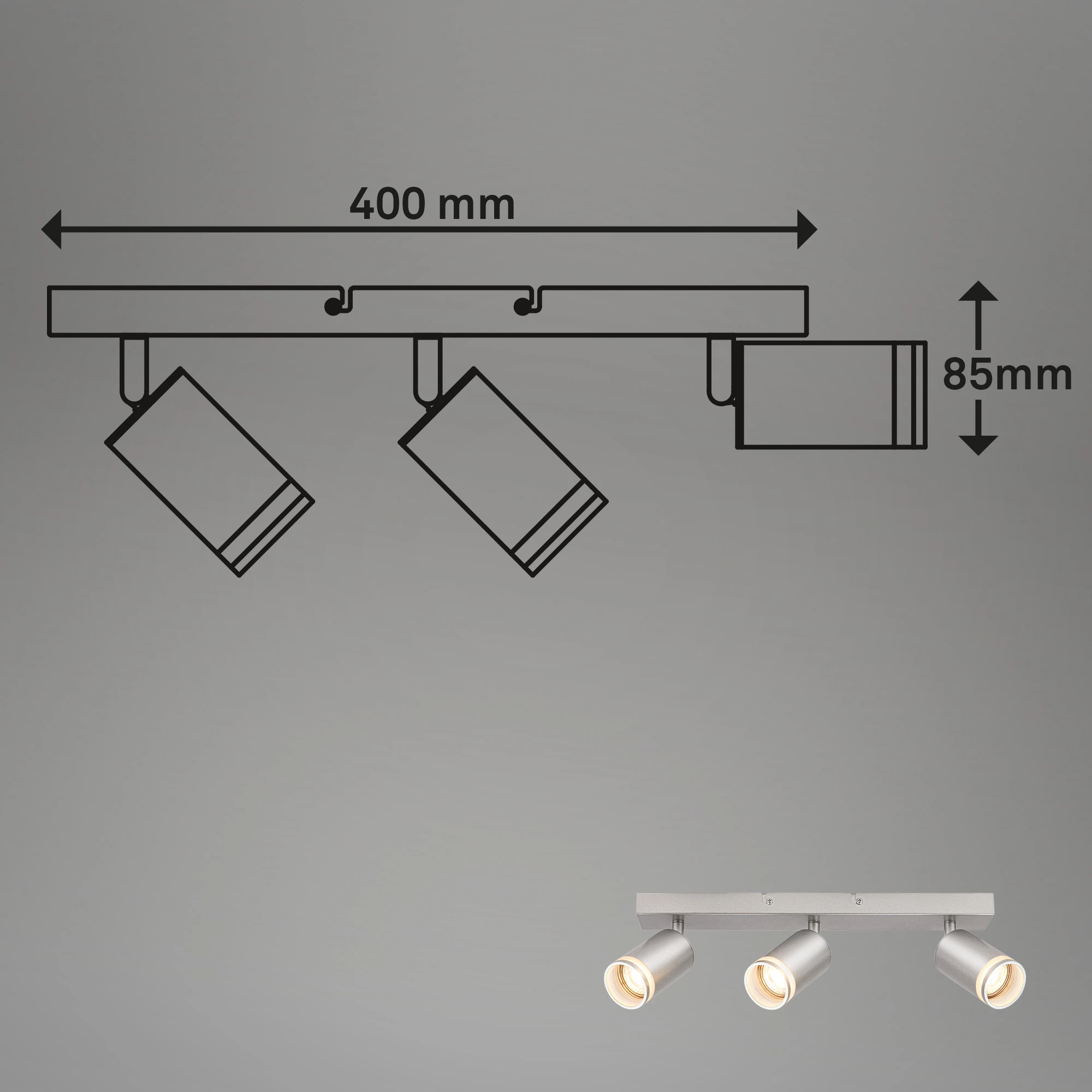 RUB Spot light, 3-flame, GU10/excl. bulb, chrome-matt
