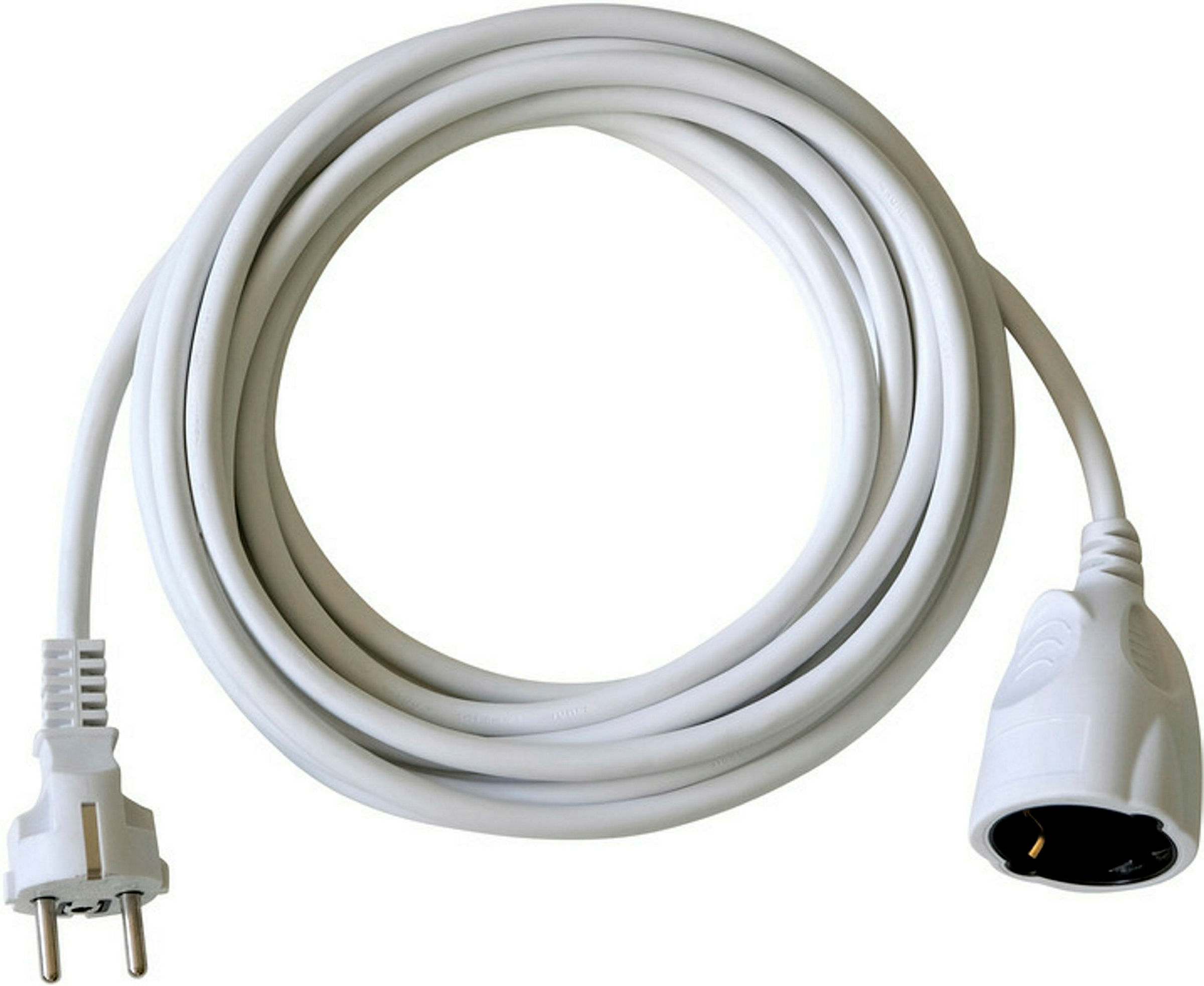 Verlängerungskabel 5m weiss H05VV-F3G1,5 mit KiSchu
