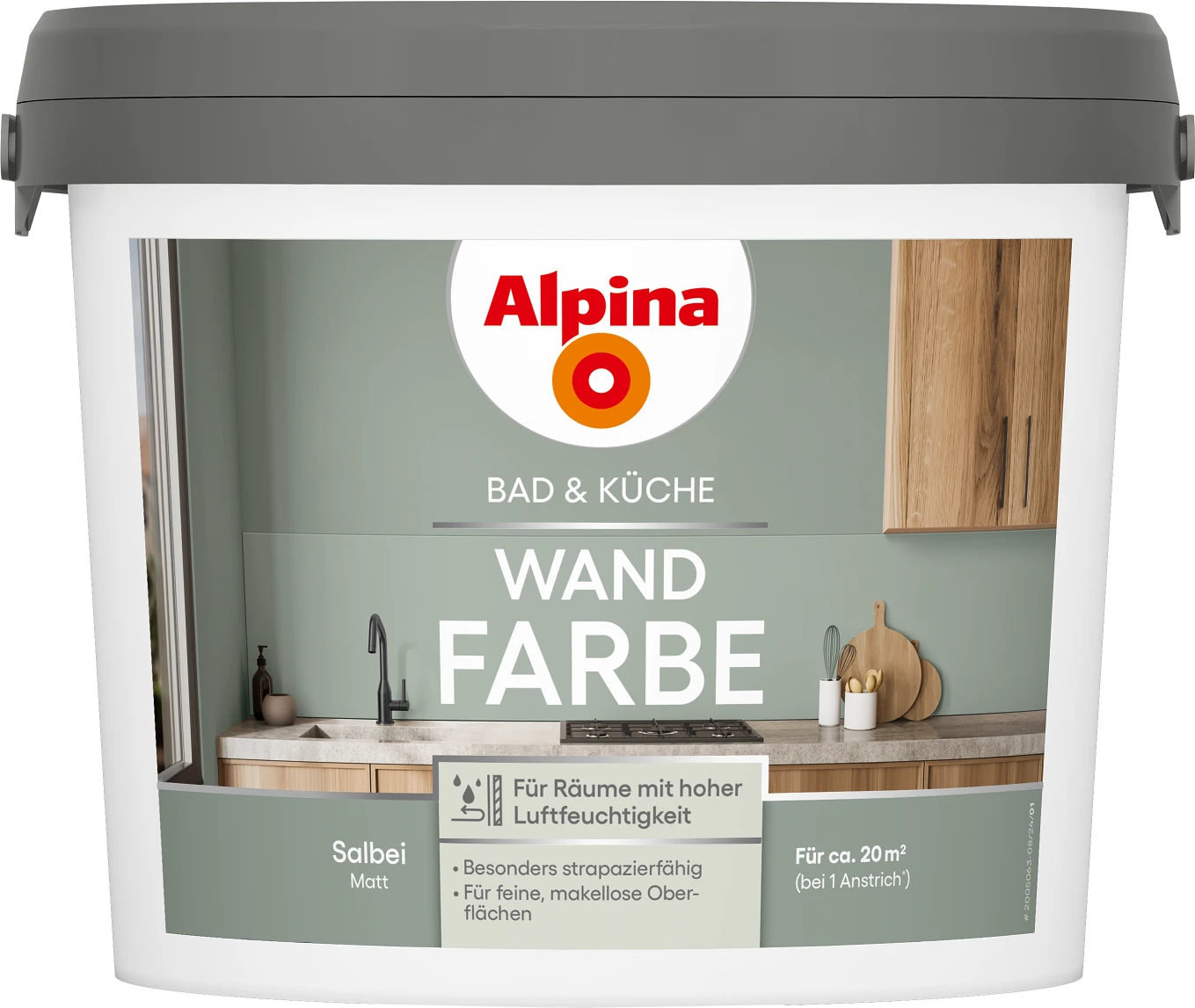 Alpina Bad & Küche Wand-Farbe Salbei 2,5L