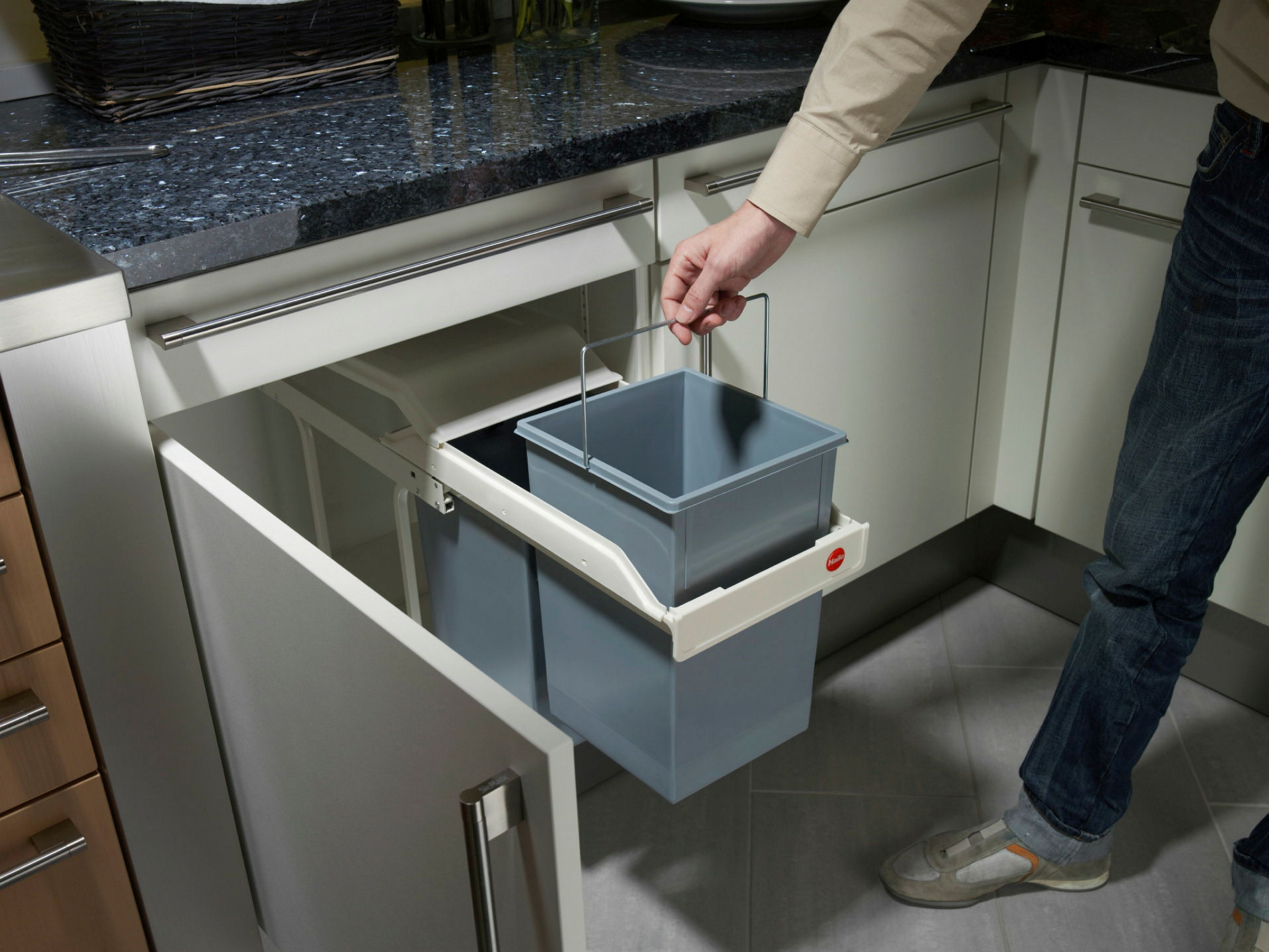 Einbau-Mülltrenn.System Multi- Box duo L 2x14 L, cremeweiß