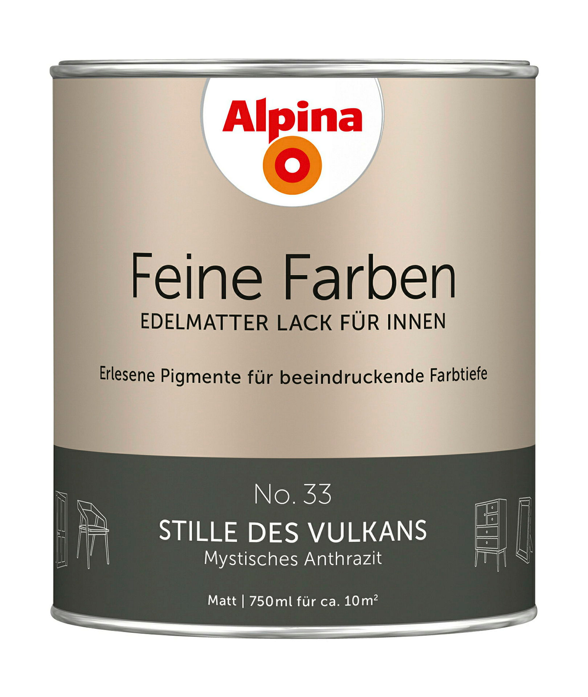 Alpina Feine Farben Lack No. 33 Stille des Vulkans® edelmatt 750ml