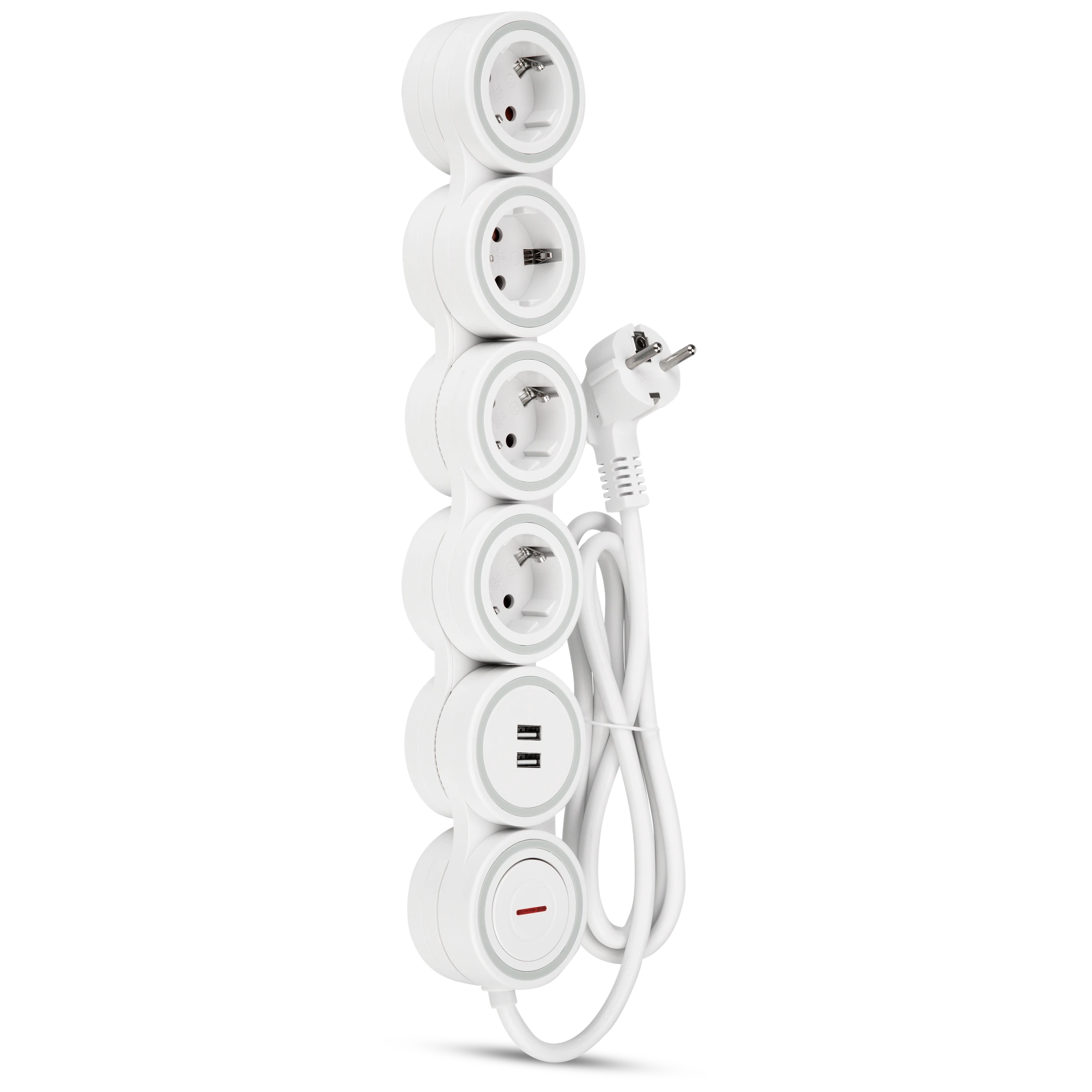 Steckdosenleiste Supraflex 4-fach USB & Schalter 1,4m weiß-grau