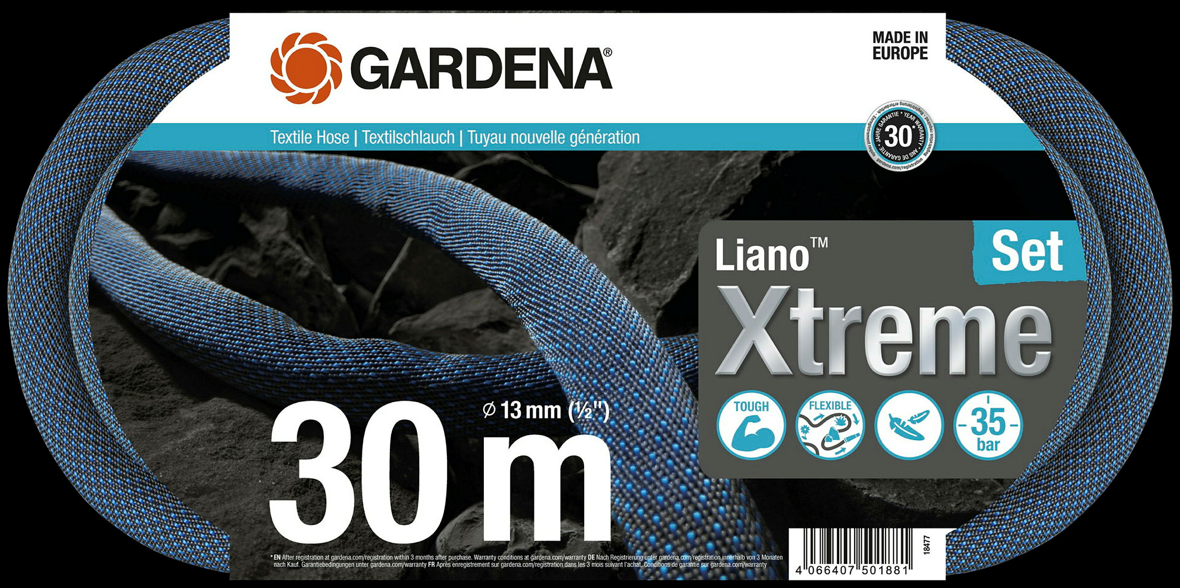 GARDENA Textilschlauch Liano'' Xtreme 30 m Set
