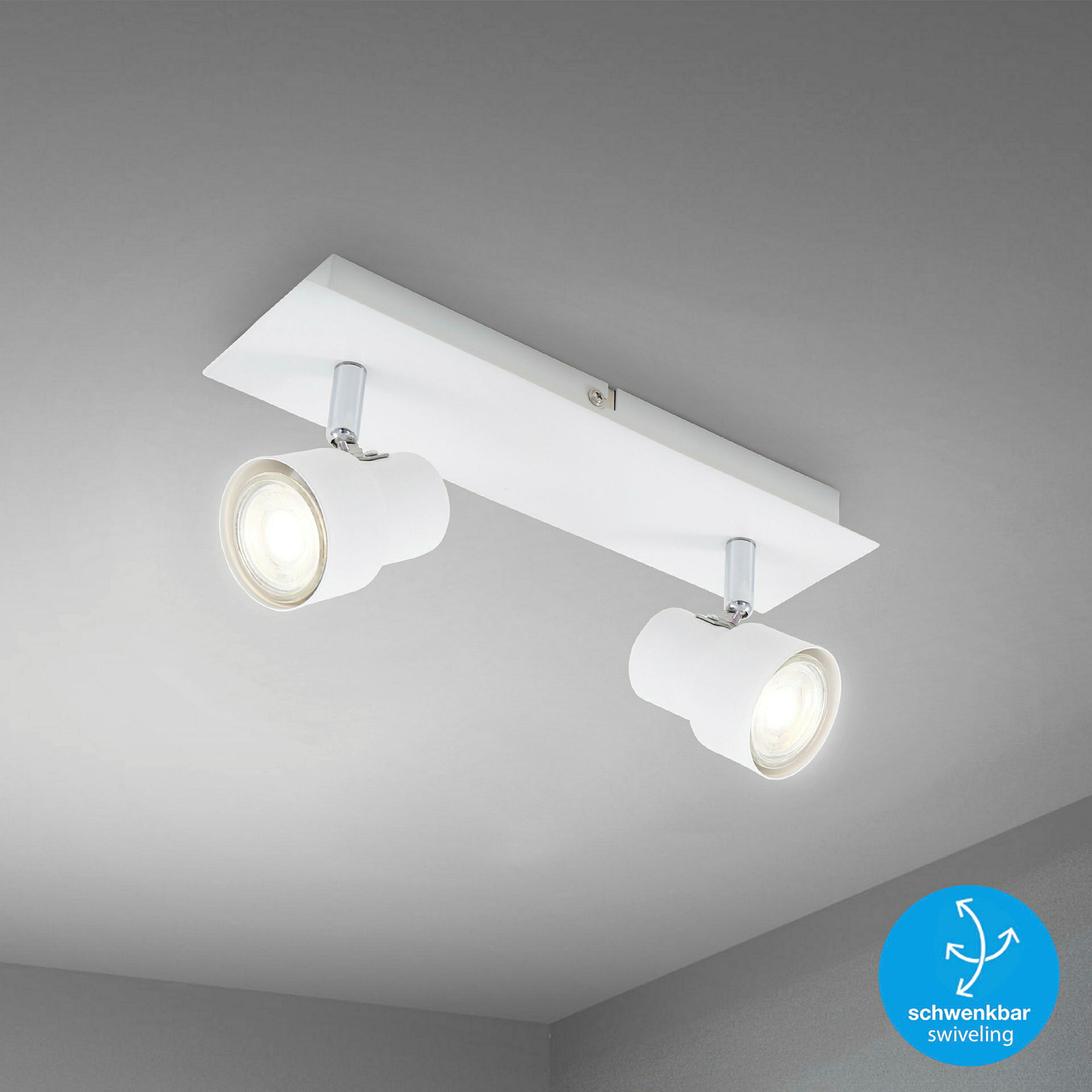 LED Deckenleuchte, weiß, 2xLED/GU10/4,9W