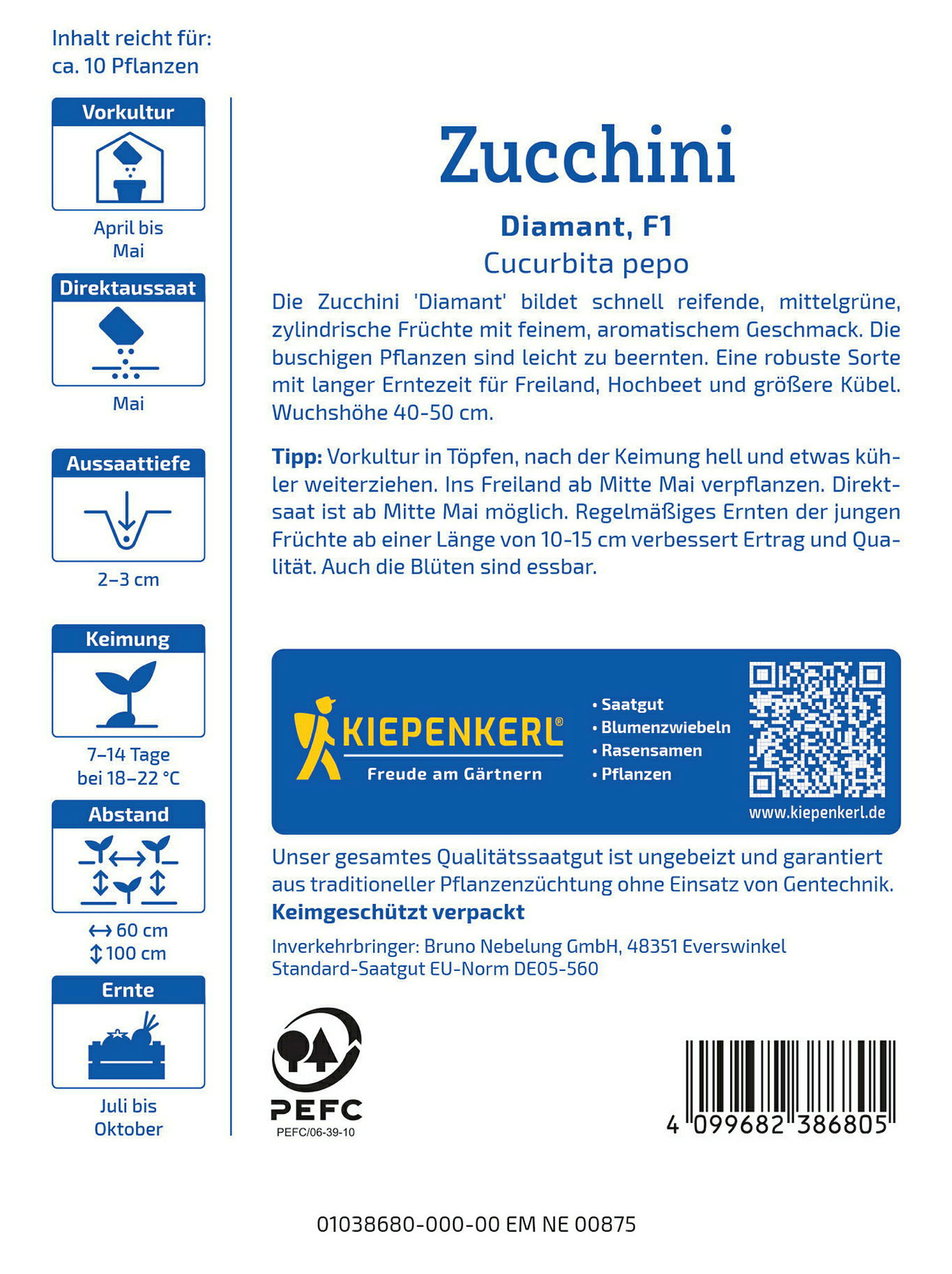 Kiepenkerl Zucchini Diamant, F1