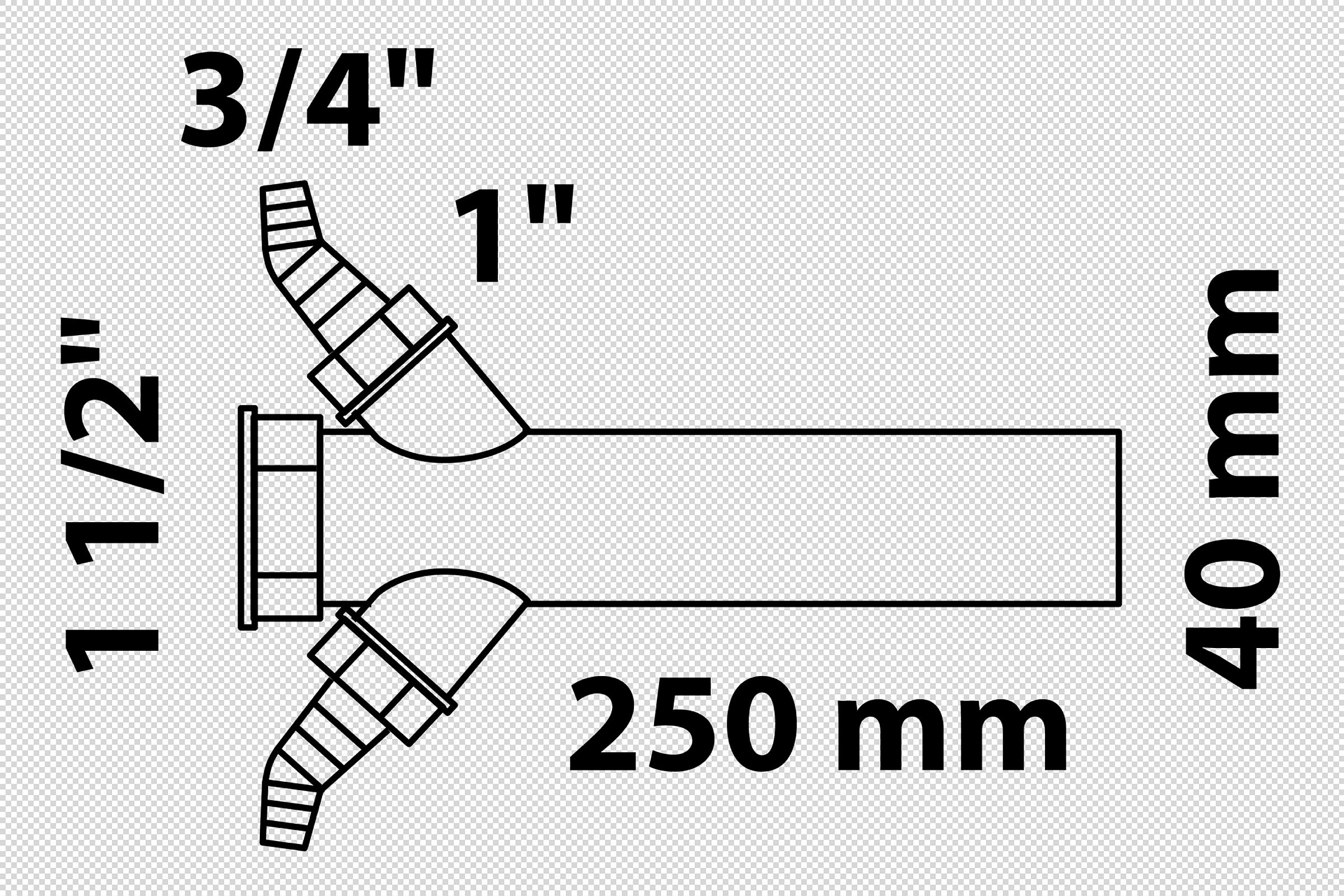 ECO-SAVE KS Tauchrohr, Grau, 1 1/2''IG x 250 mm, mit 3/4'' Doppel-Geräteans