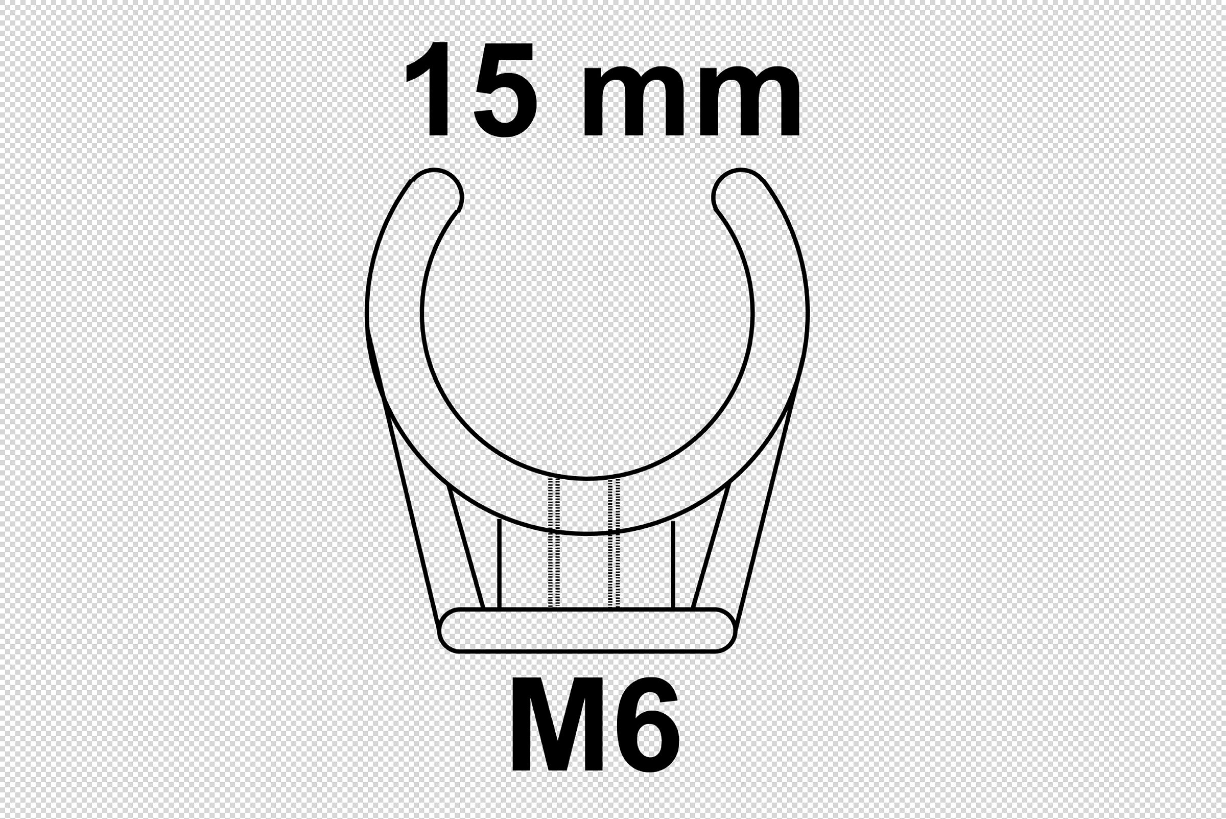 Rohrclip einfach, 15 mm, mit M6 Gewindehülse