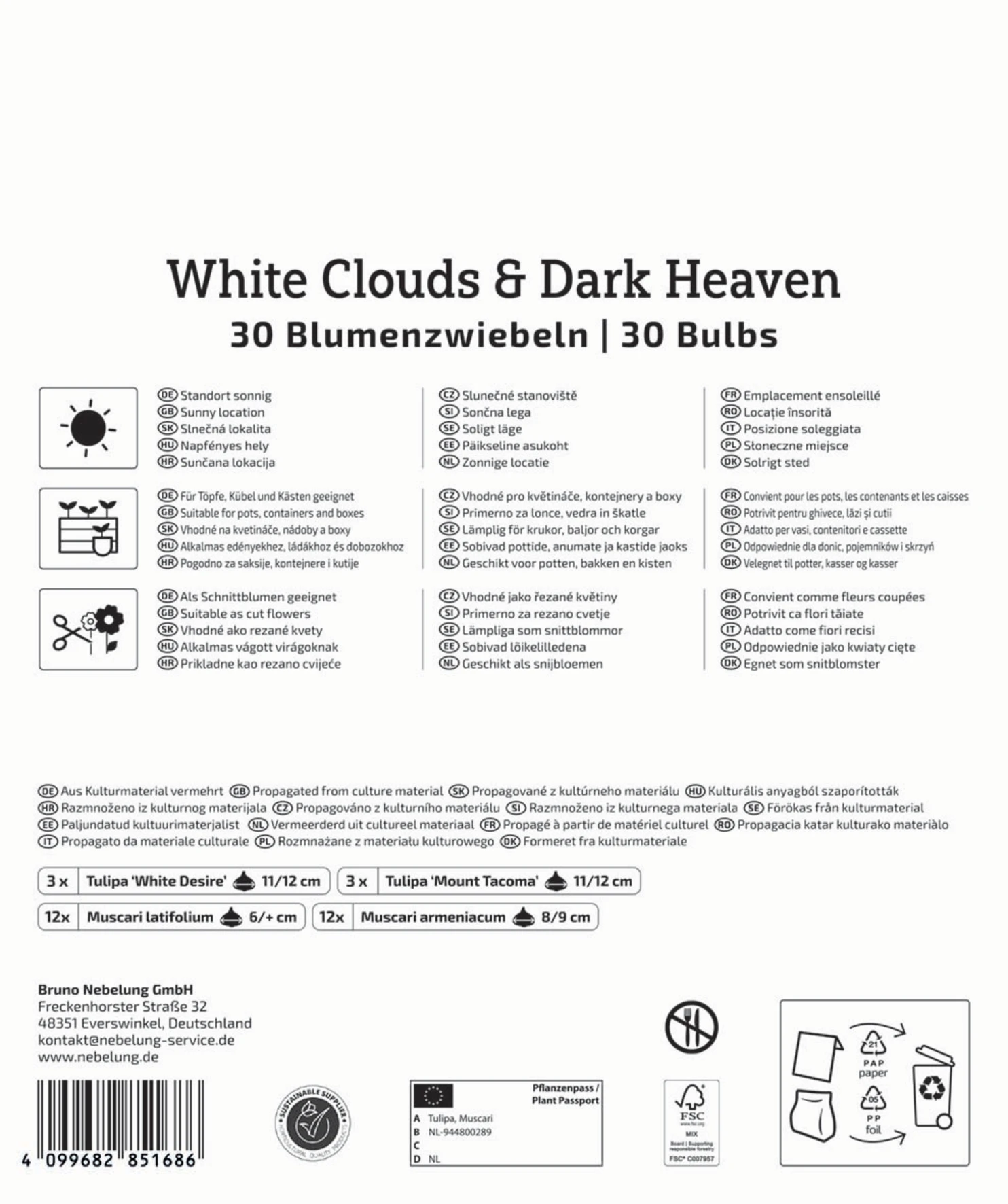 Mega-Pack Blumenzwiebelmischung White Cloud & Dark Heaven Mix