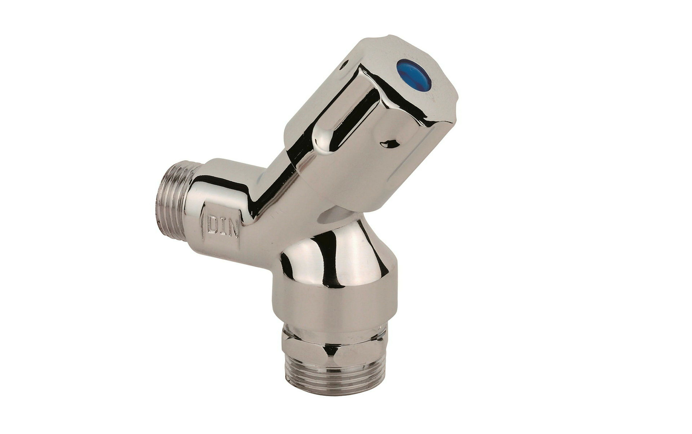 GA-Wandventil kurz, Chrom, 1/2''AG x 3/4''AG, mit Rückflussverhinderer und