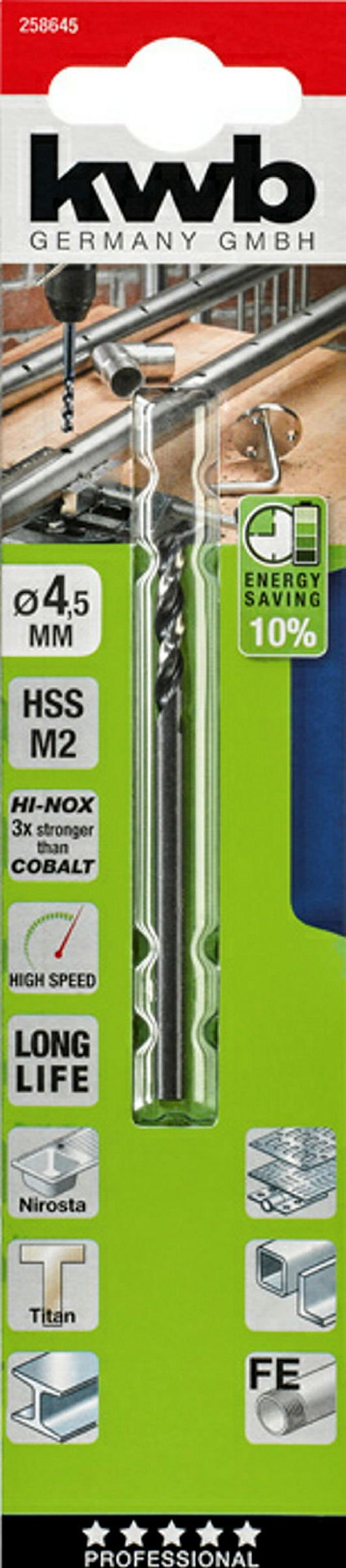 HI-NOX HSS M2 Metallbohrer, ø 4.5 mm
