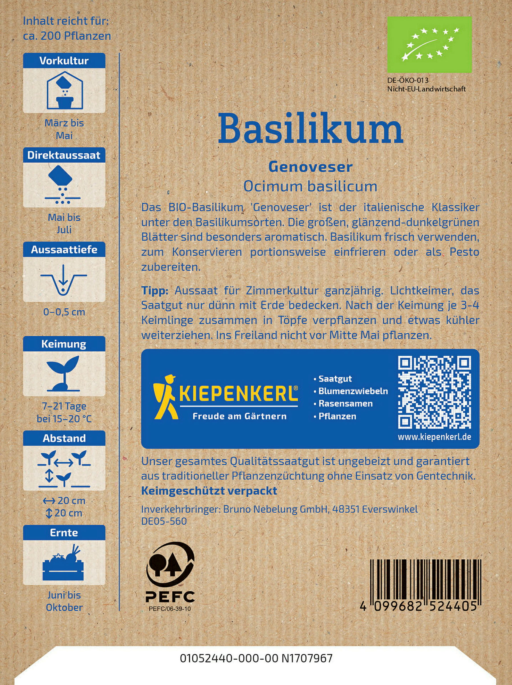 Kiepenkerl BIO Basilikum Genoveser