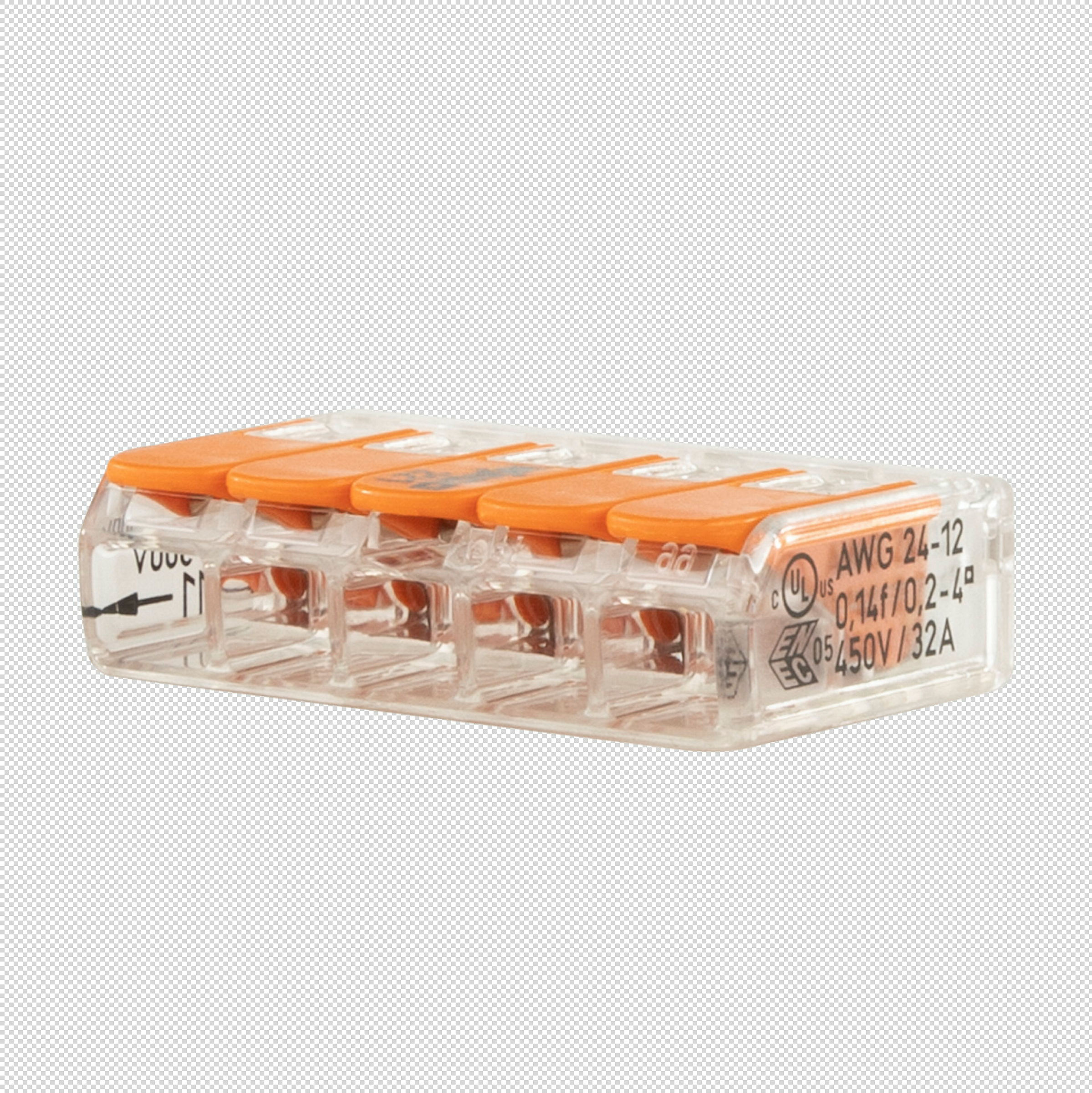 WAGO Verbindungsklemme, 5-fach, orange, 10 Stück