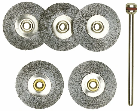 PROXXON-Radbürsten, Stahl, 22 mm, 5 Stück + 1 Träger