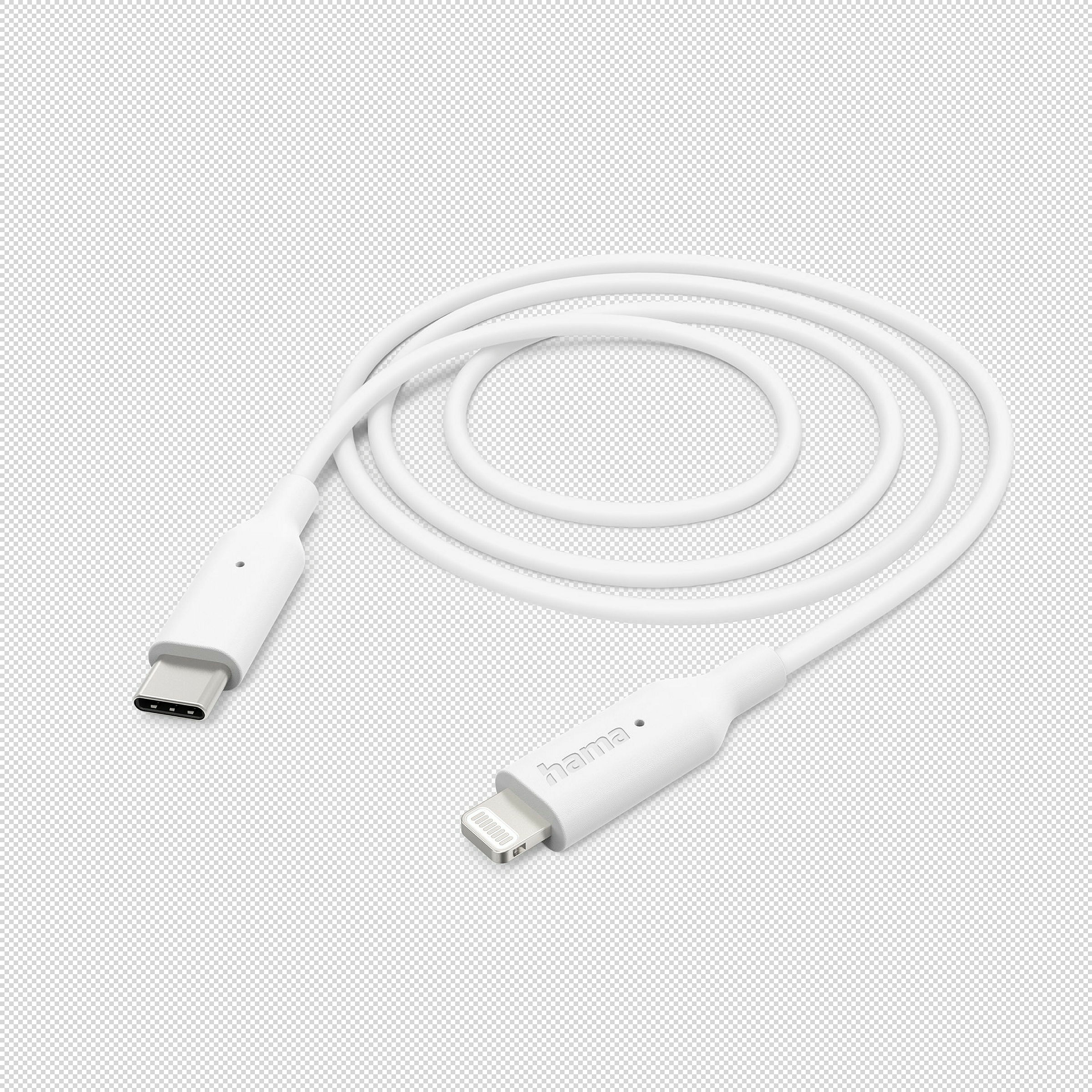 Hama Ladekabel, USB-C - Lightning, 1 m, Weiß