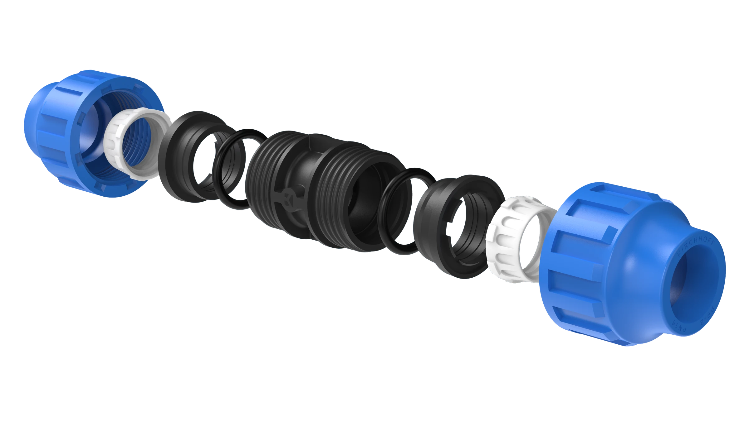 PP Verbindungsstück, 32 mm, Klemmfitting für HDPE, DVGW zertifiziert