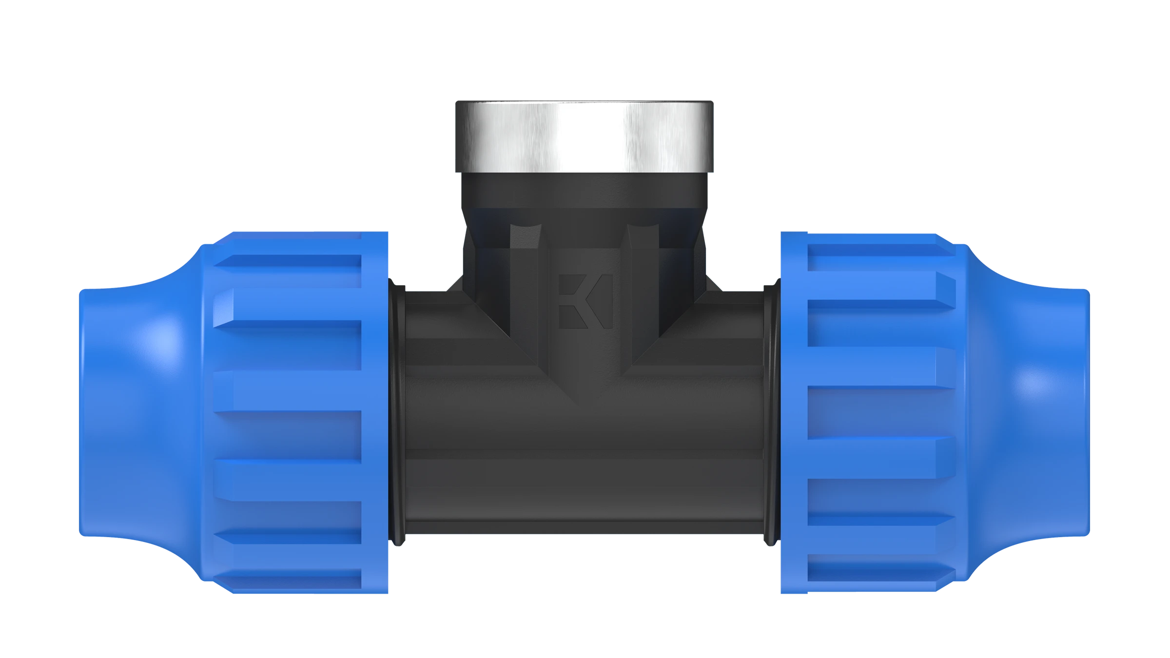 PP T-Stück, 32 mm x 3/4''IG x 32 mm, Klemmfitting für HDPE