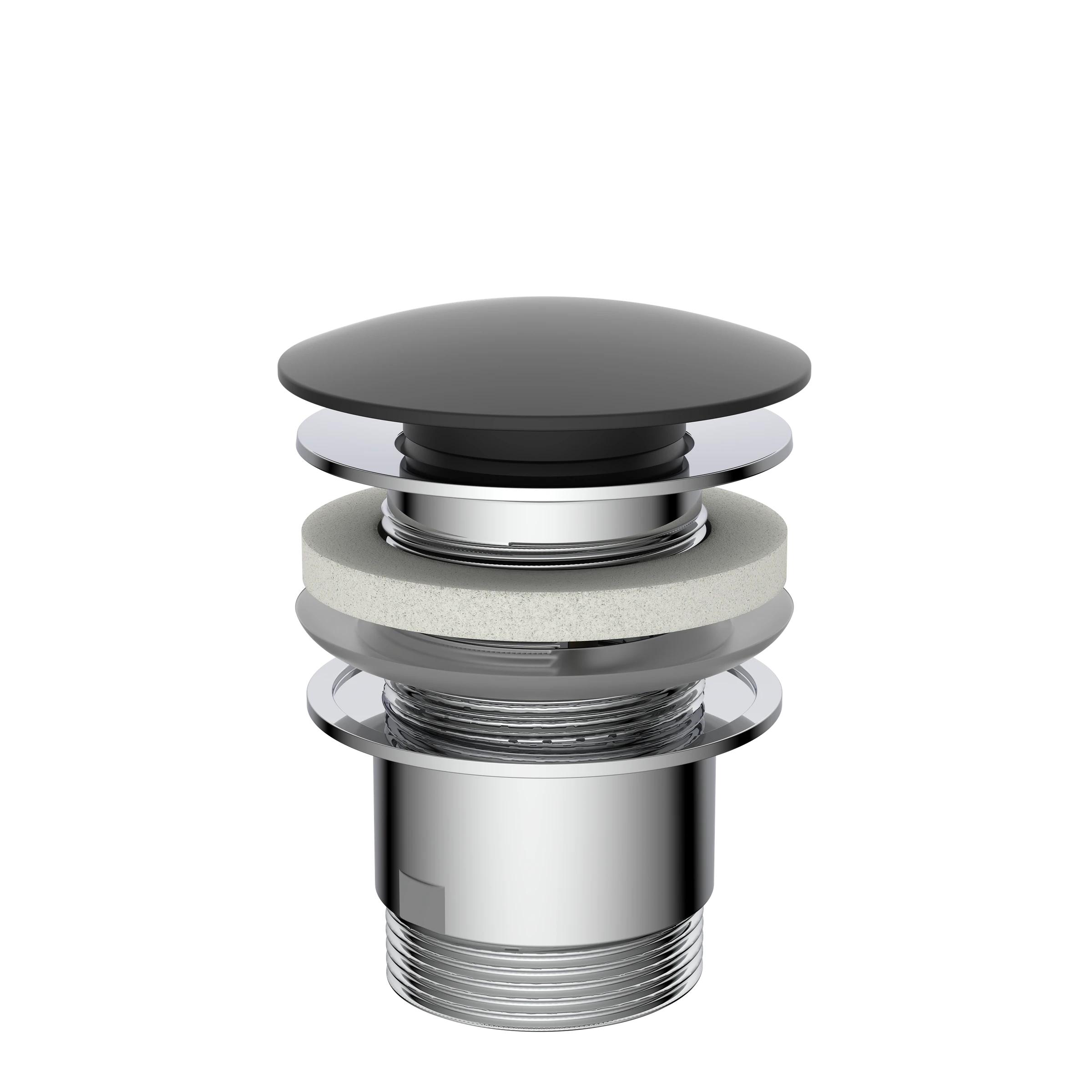 Design-Ablaufventil, Kappe Schwarz matt, 1 1/4'' x 65 mm, mit Überlauf