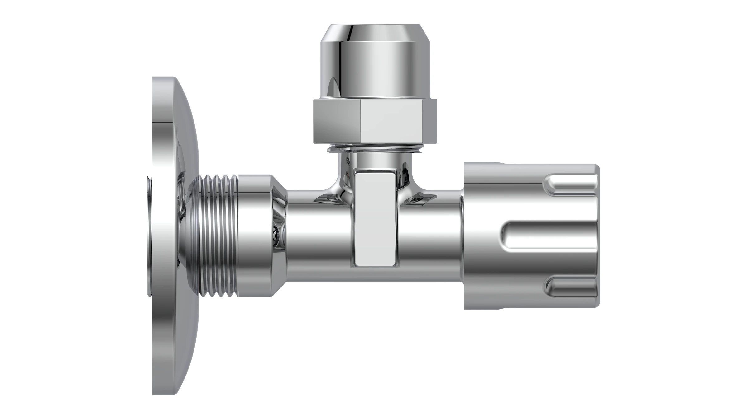 Eckventil, Chrom, 1/2''AG x 3/8''AG x 10 mmQ, selbstdichtend, mit Schubrose