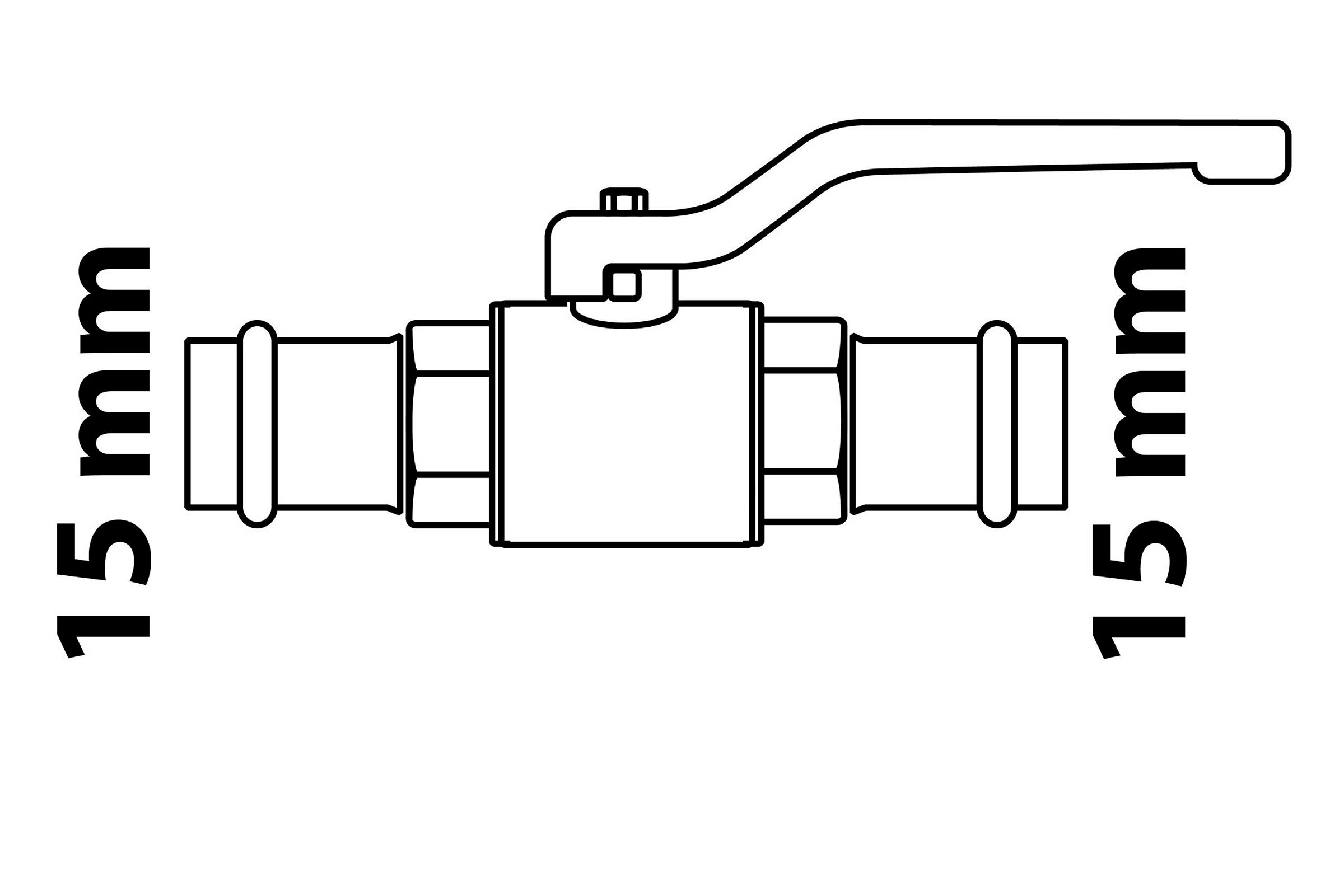 MS Kugelhahn, 15 mm x 15 mm, mit CU-Pressanschluss