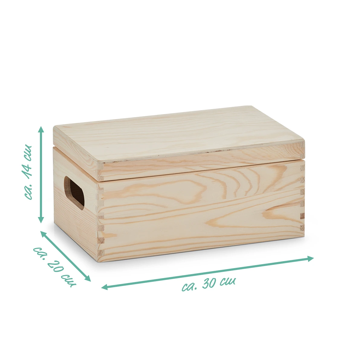 Allzweckkiste mit Deckel Nadelholz, 30x20x14 cm