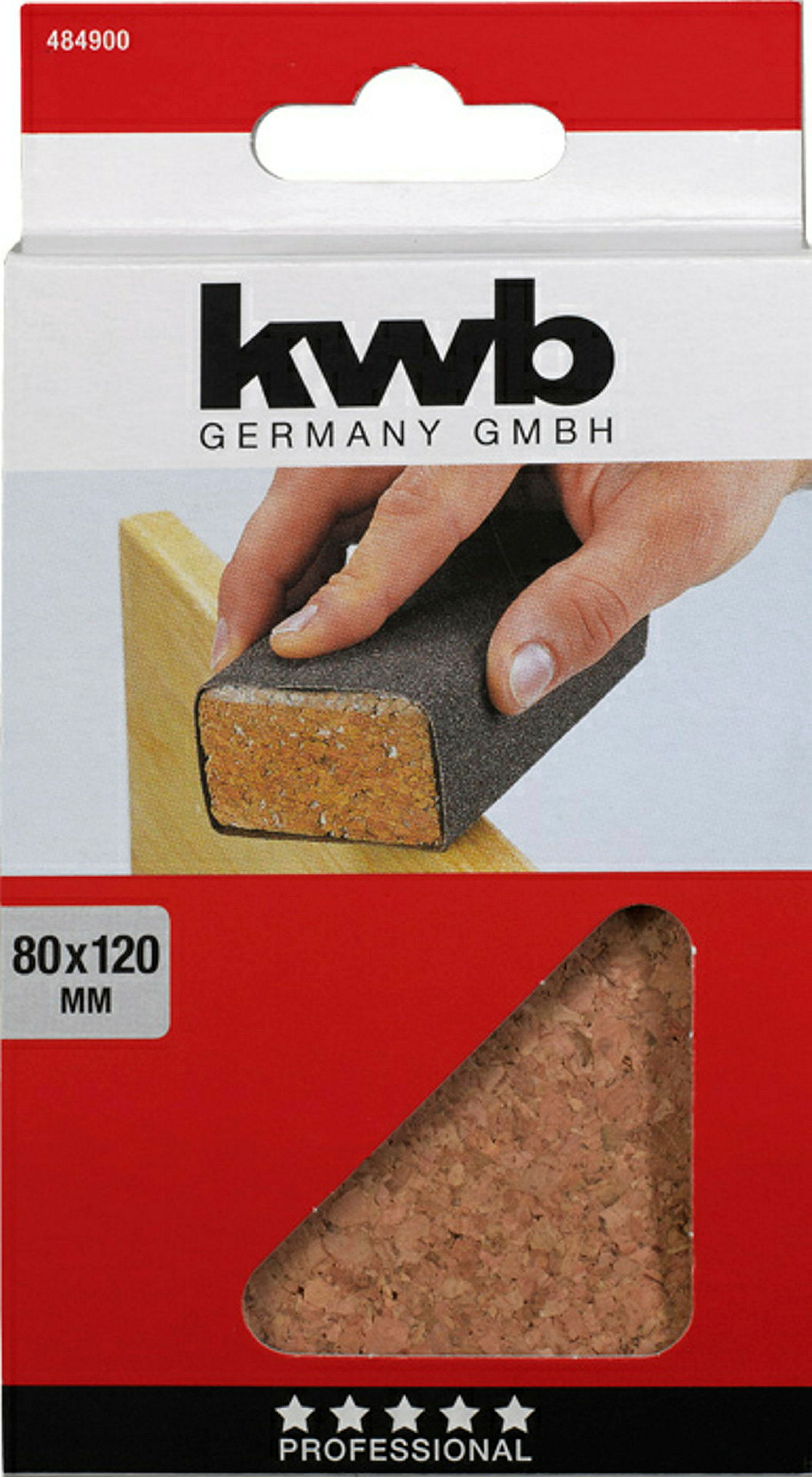 Handschleifklotz, Kork, 40 x 80 x 120 mm