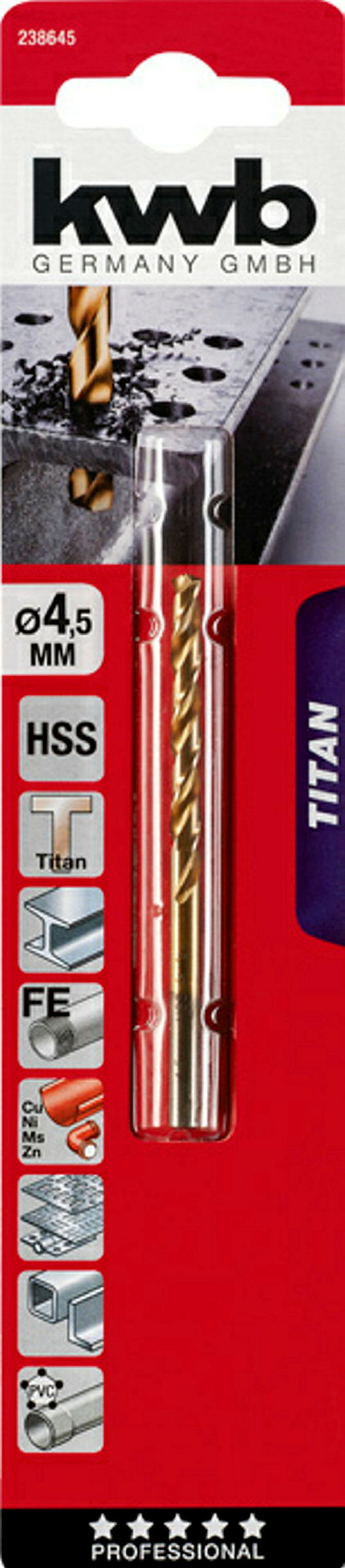 TITAN HSS Spiralbohrer, ø 4.5 mm