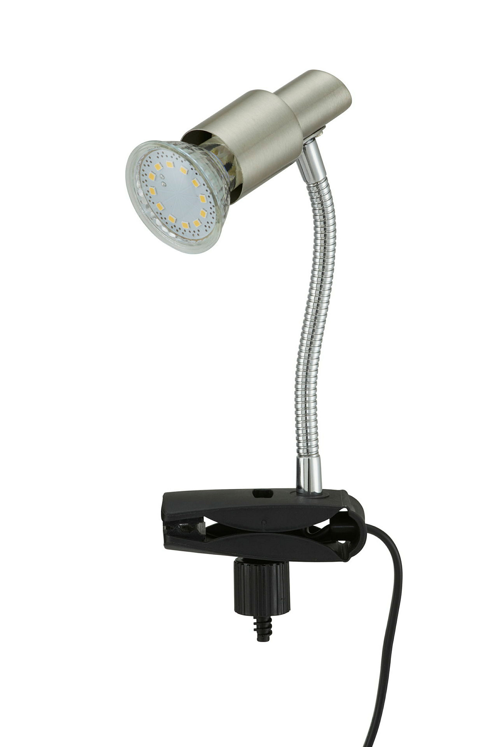 LED Klemmleuchte, matt-nickel, 1xLED/GU10/2,9W